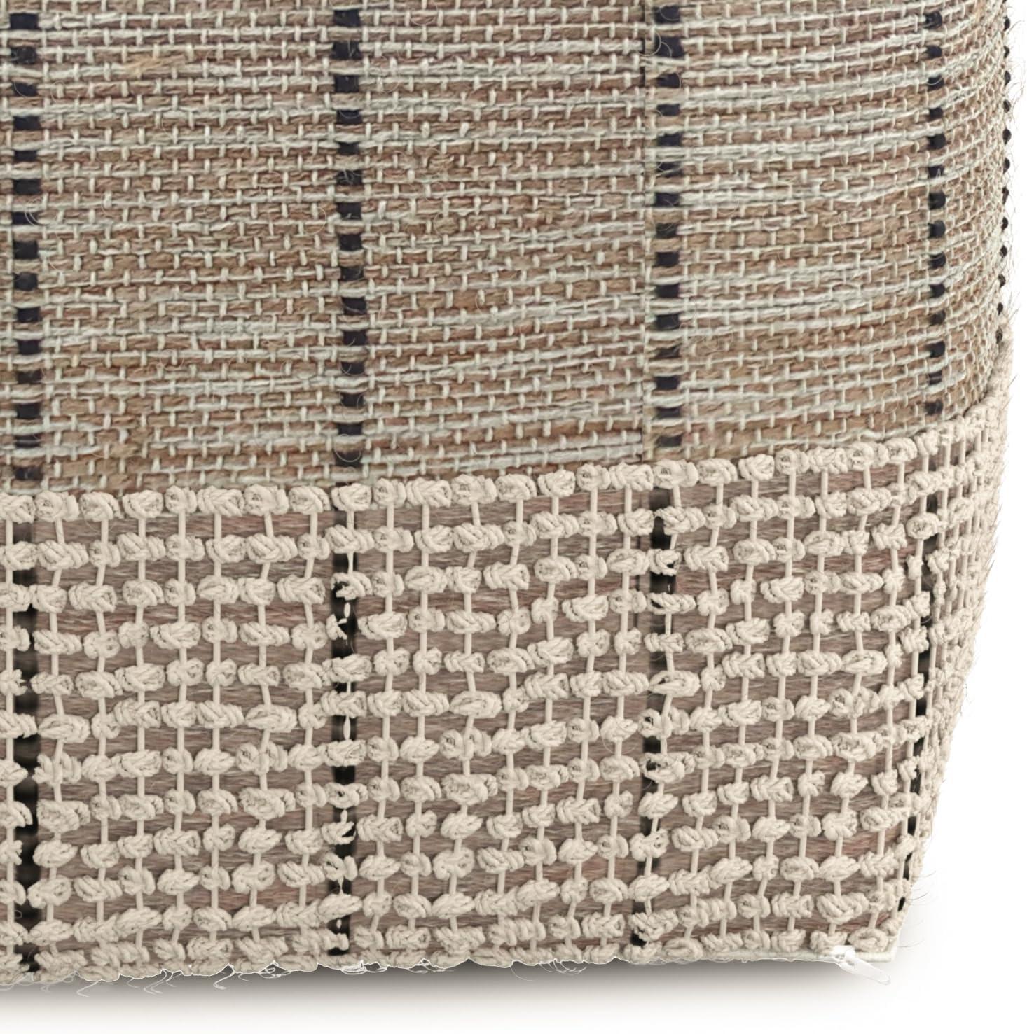 Simpli Home 18"W Jute Square Woven Pouf