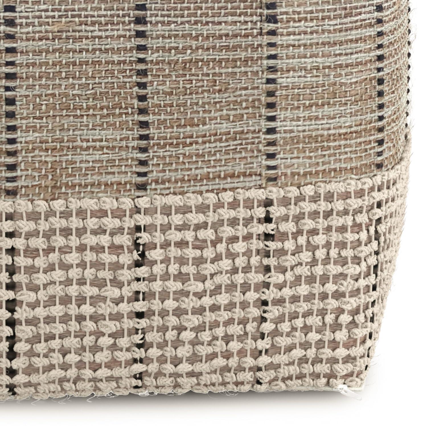 Simpli Home 18"W Jute Square Woven Pouf