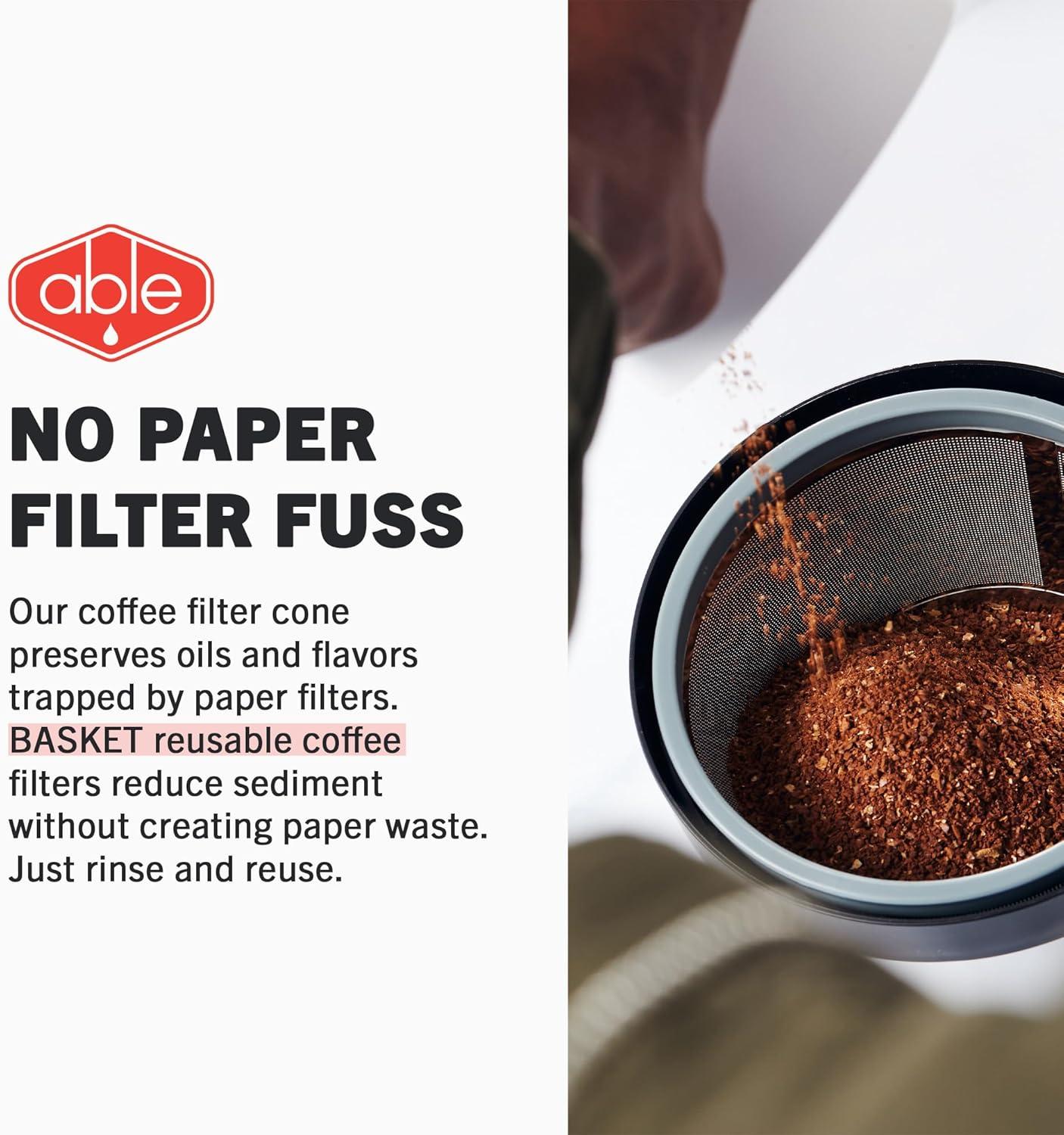 Able Basket: Reusable Stainless Steel Coffee Filter for 8-12 Cup Coffee Makers