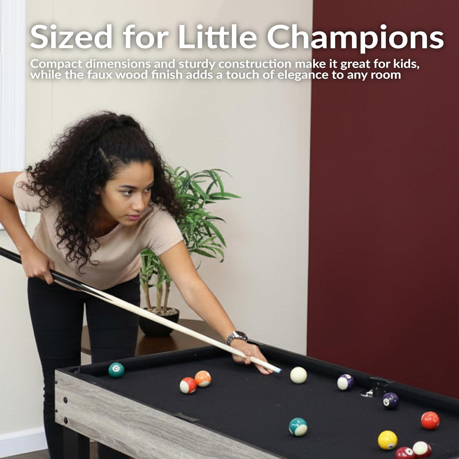 Sunnydaze Indoor Multi-Game Table with Billiards, Push Hockey, Foosball, Ping Pong, Bowling, and More - Classic Wood Stain