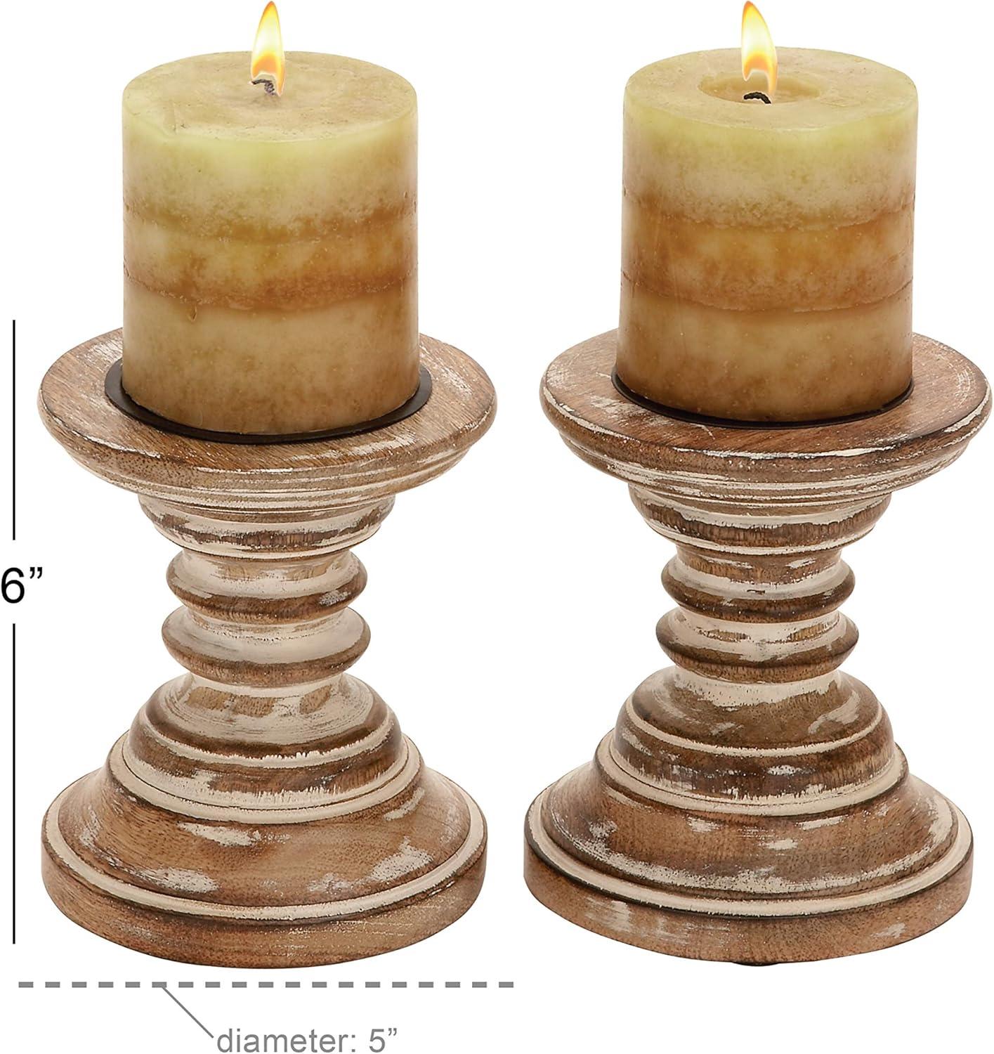 Candle Stands - Wood Candle Holder Pair