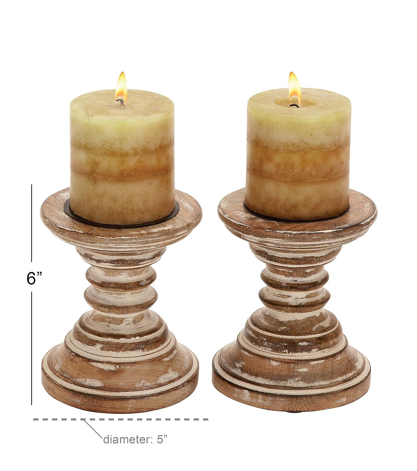 Candle Stands - Wood Candle Holder Pair