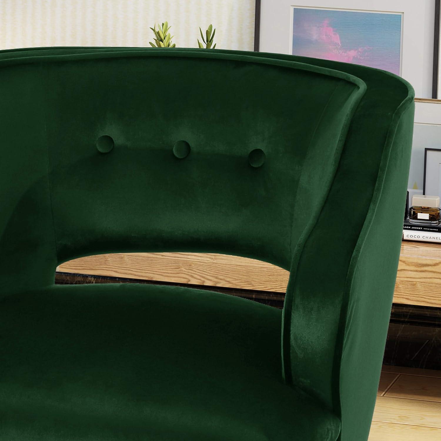 GDF Studio Michaela Mid Century Velvet Tufted Accent Chair, Emerald