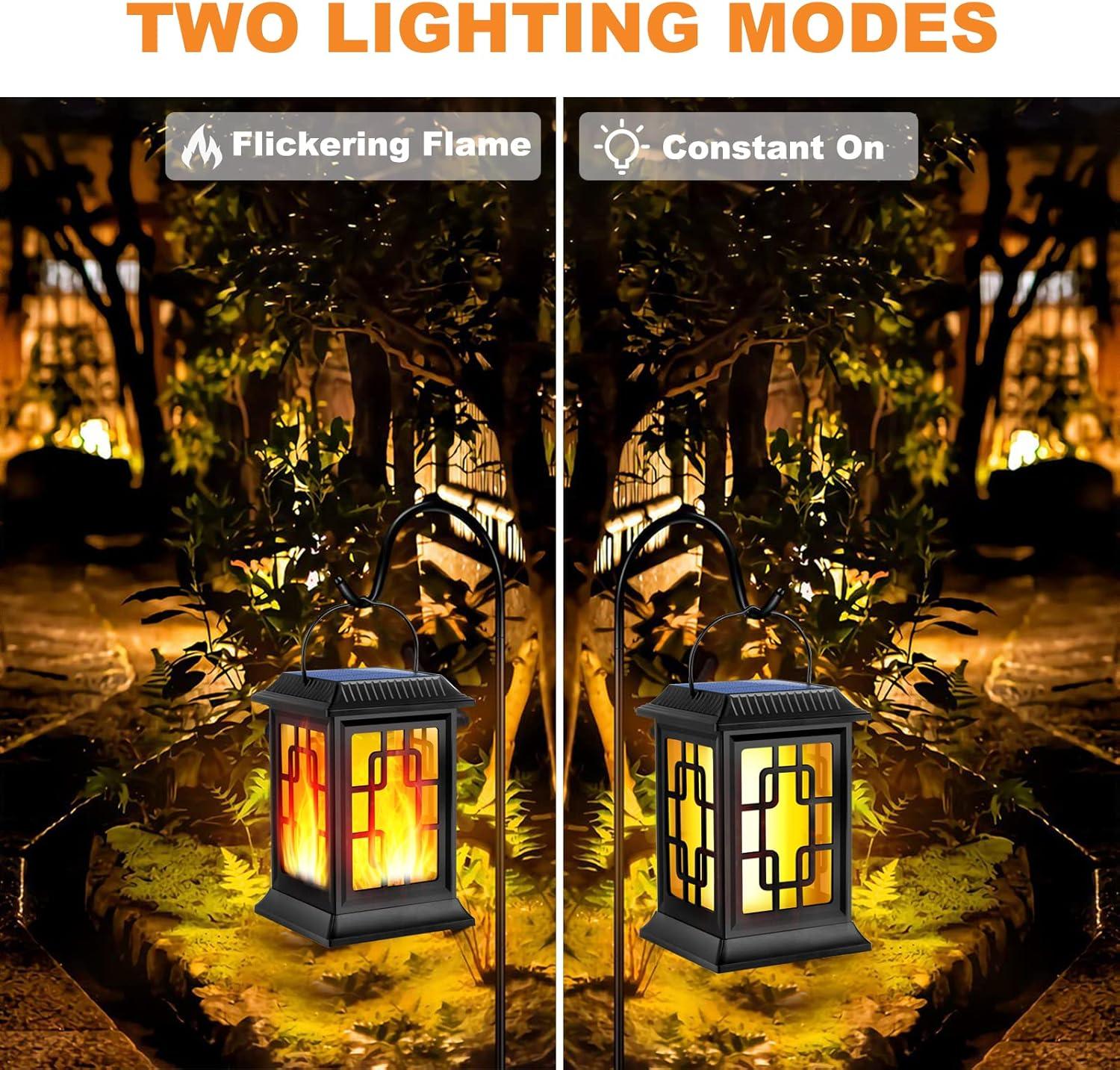 BEACHWATER POOL & SPA, LLC Solar Lanterns Outdoor, Waterproof Hanging Solar Lanterns, Garden Lanterns Solar Powered Flame Lights LED Lanterns Lights For Patio Pathway Deck Yard (2 Pack)