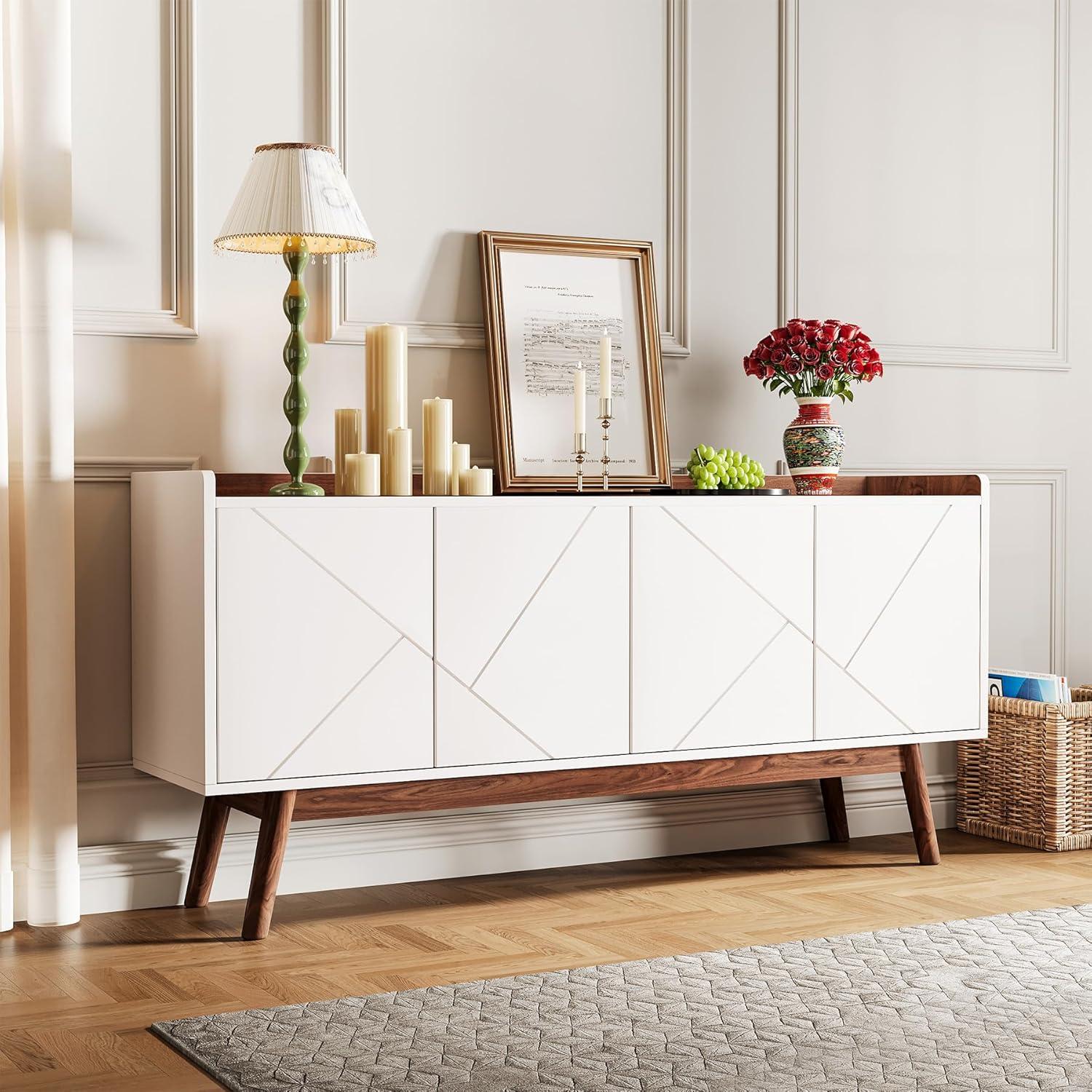 Tribesigns 55" W Buffets Sideboards Cabinet, White