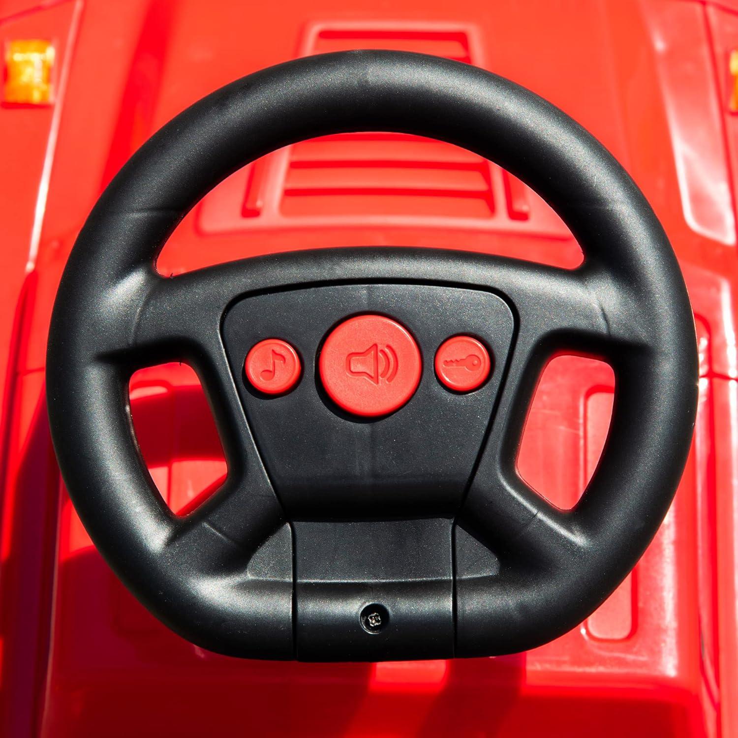 Aosom Kids Ride on Push Car, SUV Style Sliding Walking Car for Toddle with Horn, Music, Working Lights, Hidden Storage and Anti-Dumping System, Red