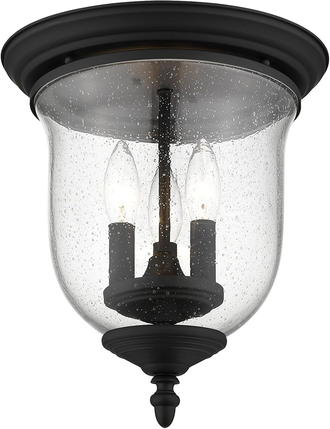 Legacy Seeded Glass 3-Light Nickel Flushmount Ceiling Fixture