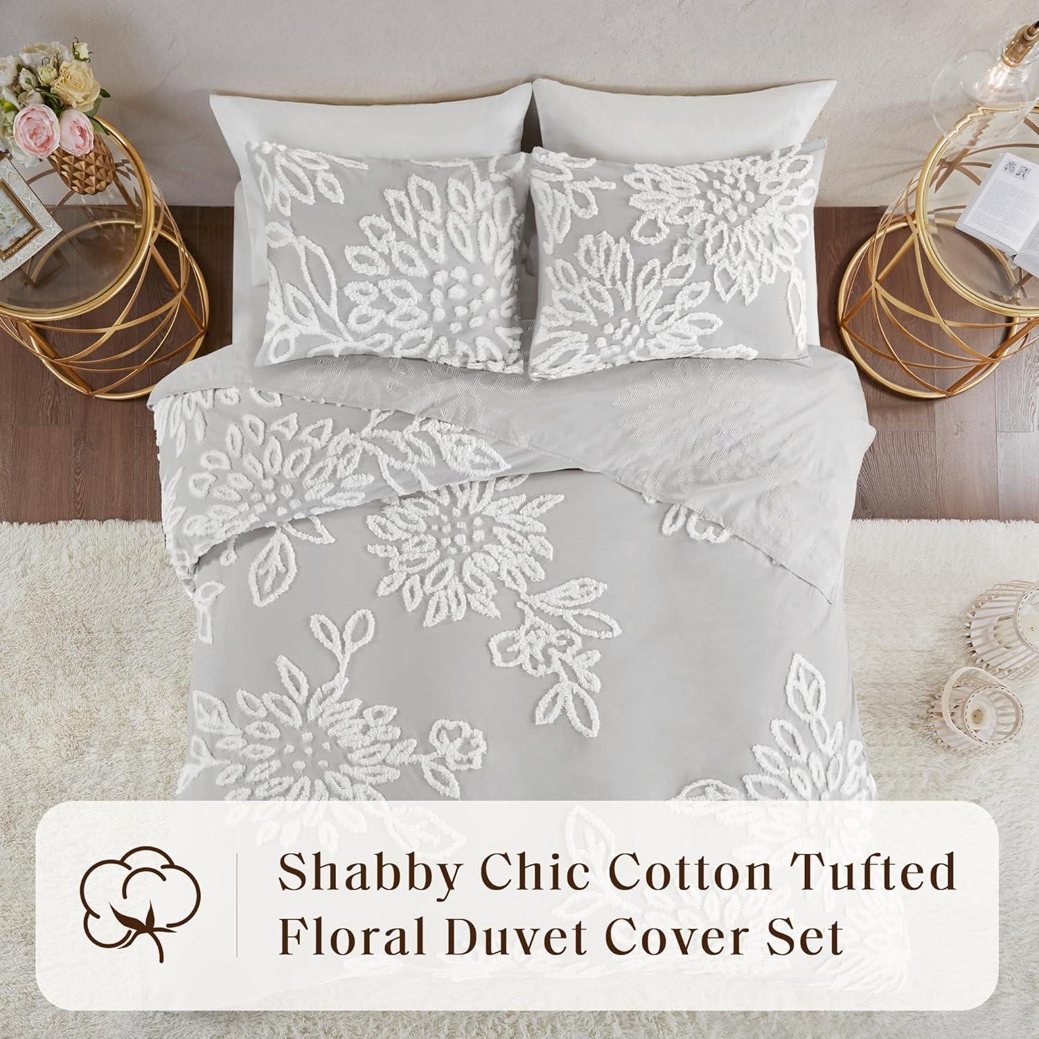 Kelly Clarkson Home Gwyneth 3 Piece Tufted Cotton Chenille Floral Duvet Cover Set