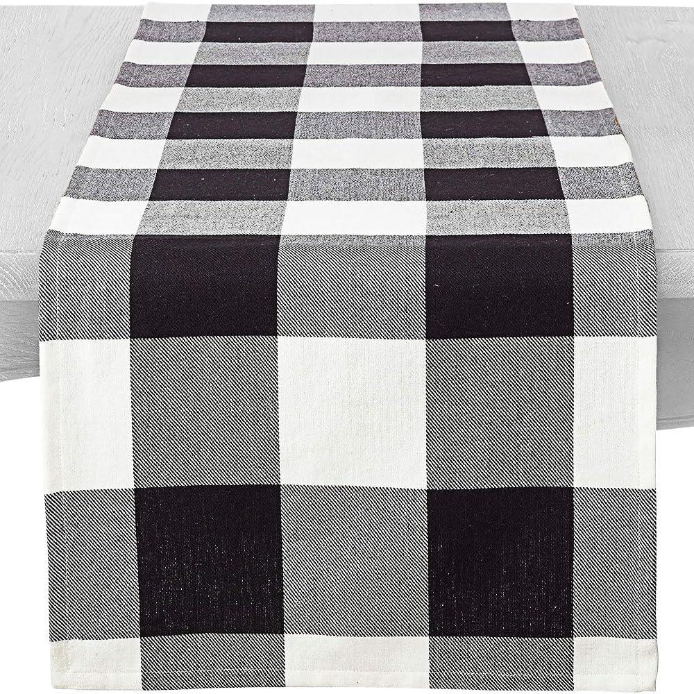 Saro Lifestyle Cotton Table Runner With Buffalo Plaid Design