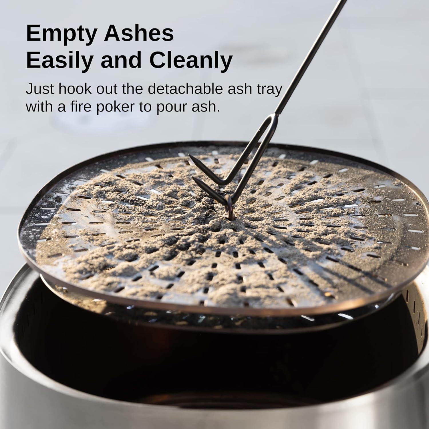 East Oak 17" Smokeless Round Outdoor Fire Pit Silver: Stainless Steel, Rust & Heat-Resistant, No Assembly Required