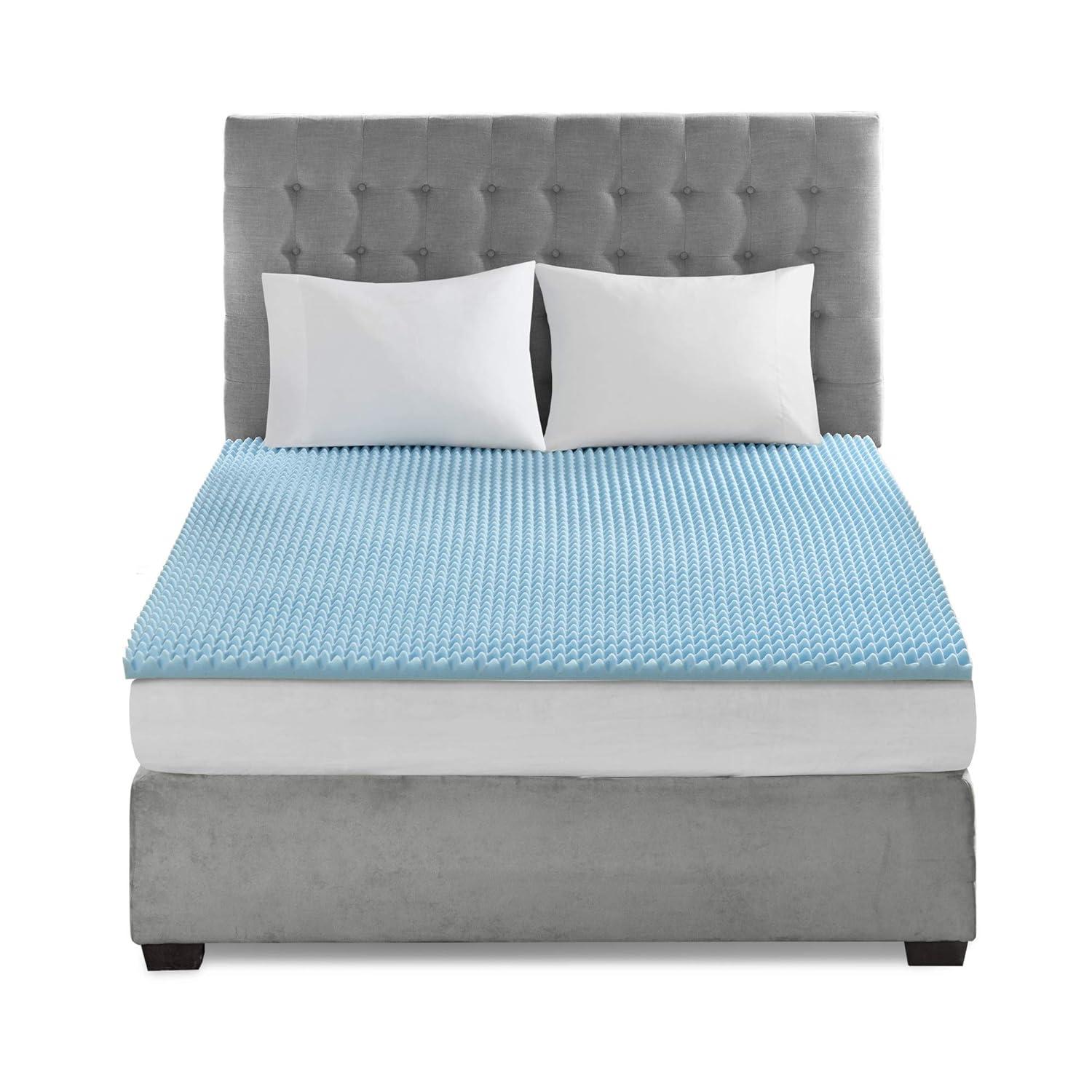 Madison Park 1.5" Gel Memory Foam All Season Reversible Cooling Mattress Topper