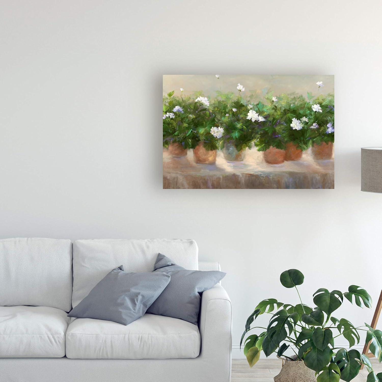 Trademark Fine Art 'White Geraniums' Canvas Art by Sheila Finch