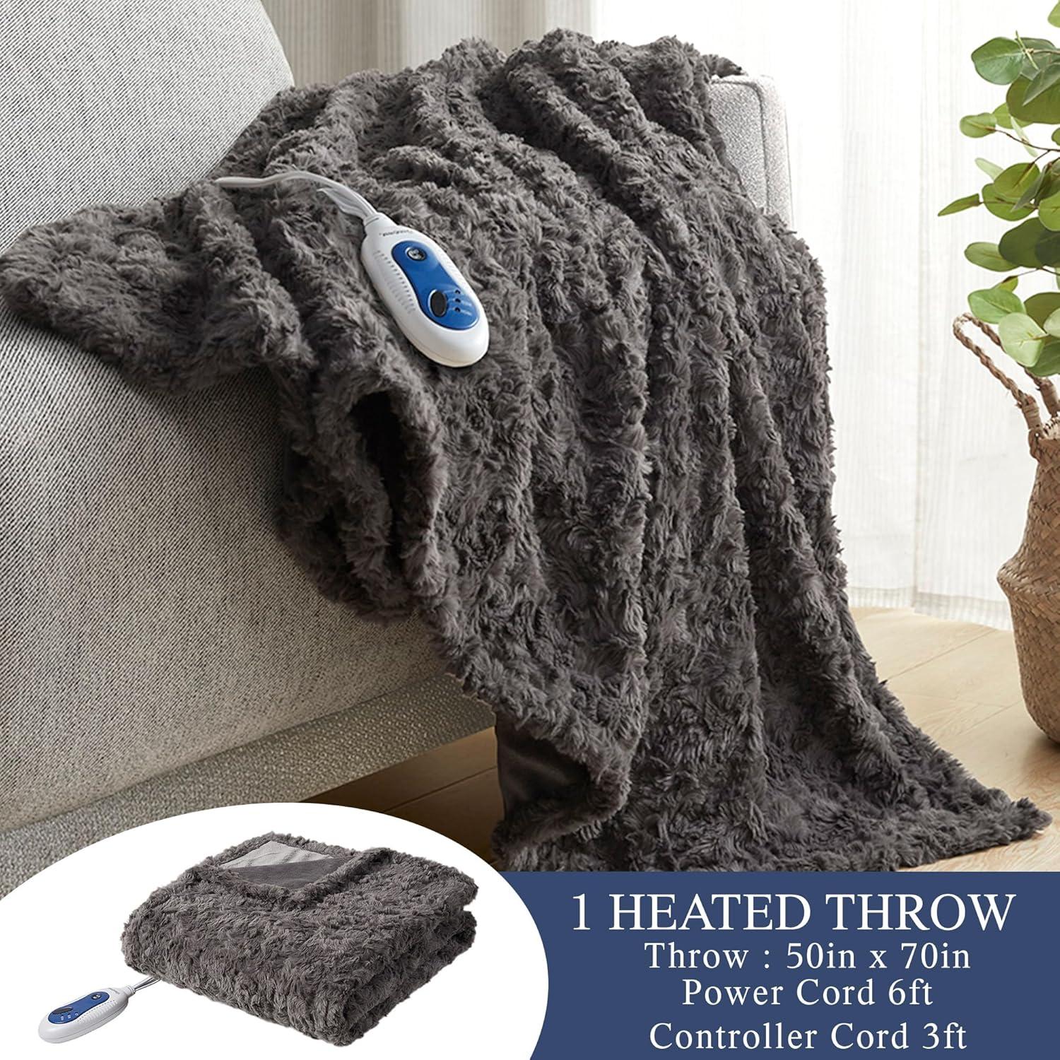 Beautyrest Beautyrest Zuri Oversized Heated Faux Fur Throw