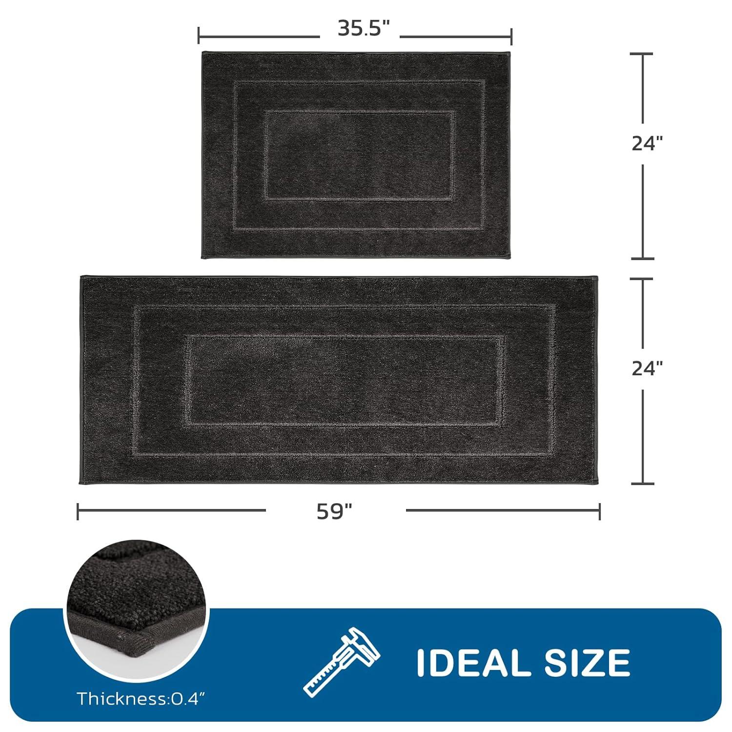 Hokku Designs Machine Washable Kitchen Rug Set [2 PCS] (24" x 35.5"+ 24" x 59")