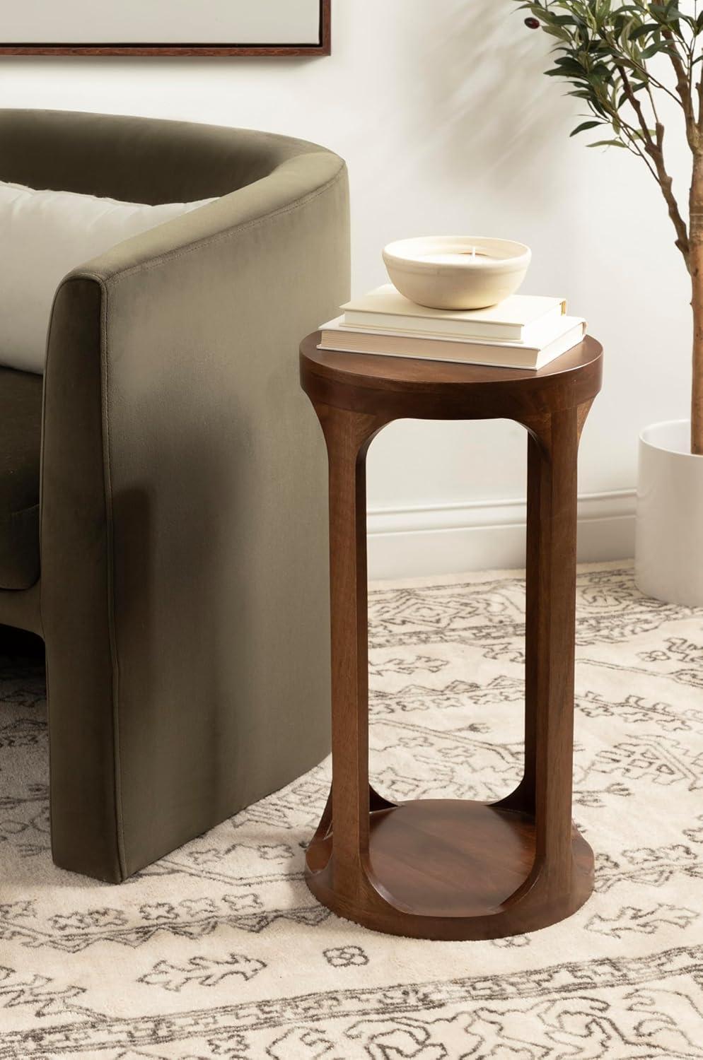 Kate and Laurel Dahl Wood Drink Table, 12x12x23, Walnut Brown