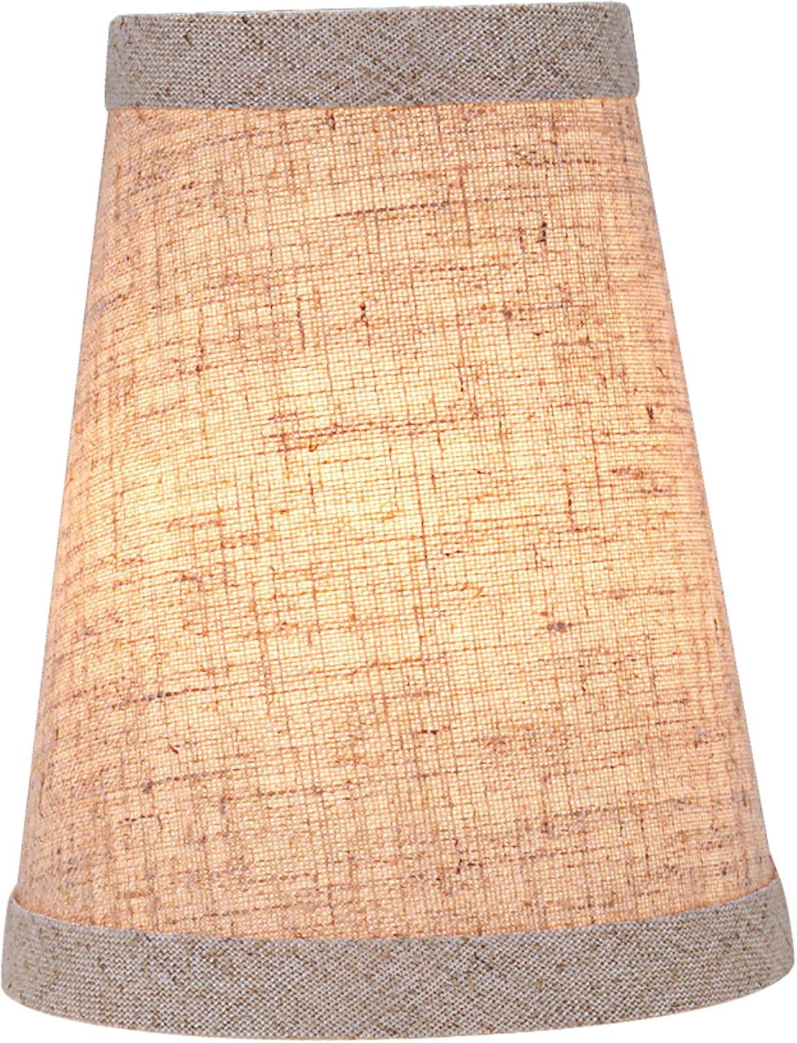 Aspen Creative 32665-2 Small Hardback Empire Shape Chandelier Clip-On Lamp Shade Set (2 Pack), Transitional Design in Beige, 4" bottom width (2 1/2" x 4" x 5" )