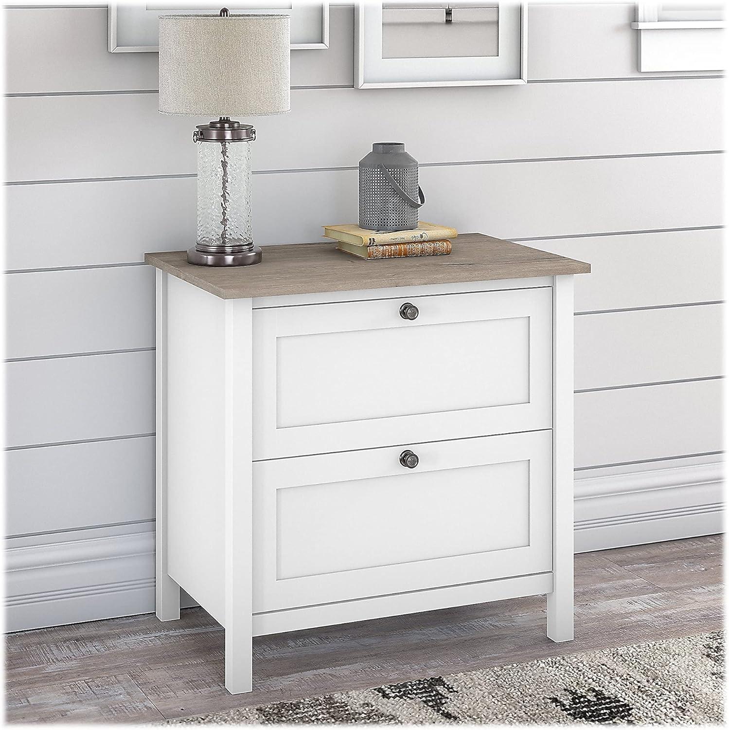 Mayfield 2 Drawer Shiplap Gray and White Lateral File Cabinet