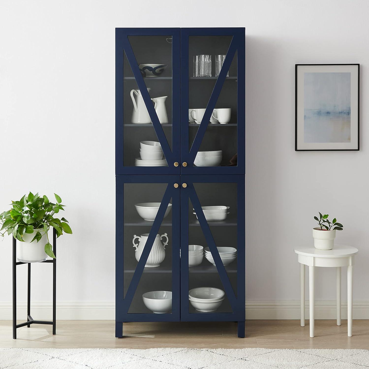 Navy Tall Freestanding Storage Pantry with Adjustable Shelving