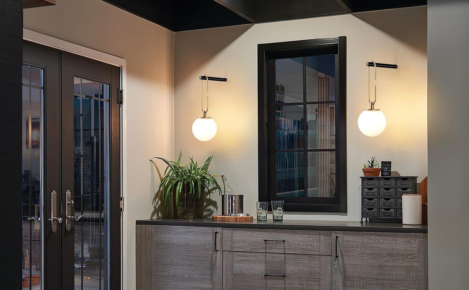 Chrome and Brass Battery Operated Dimmable Wall Sconce Set
