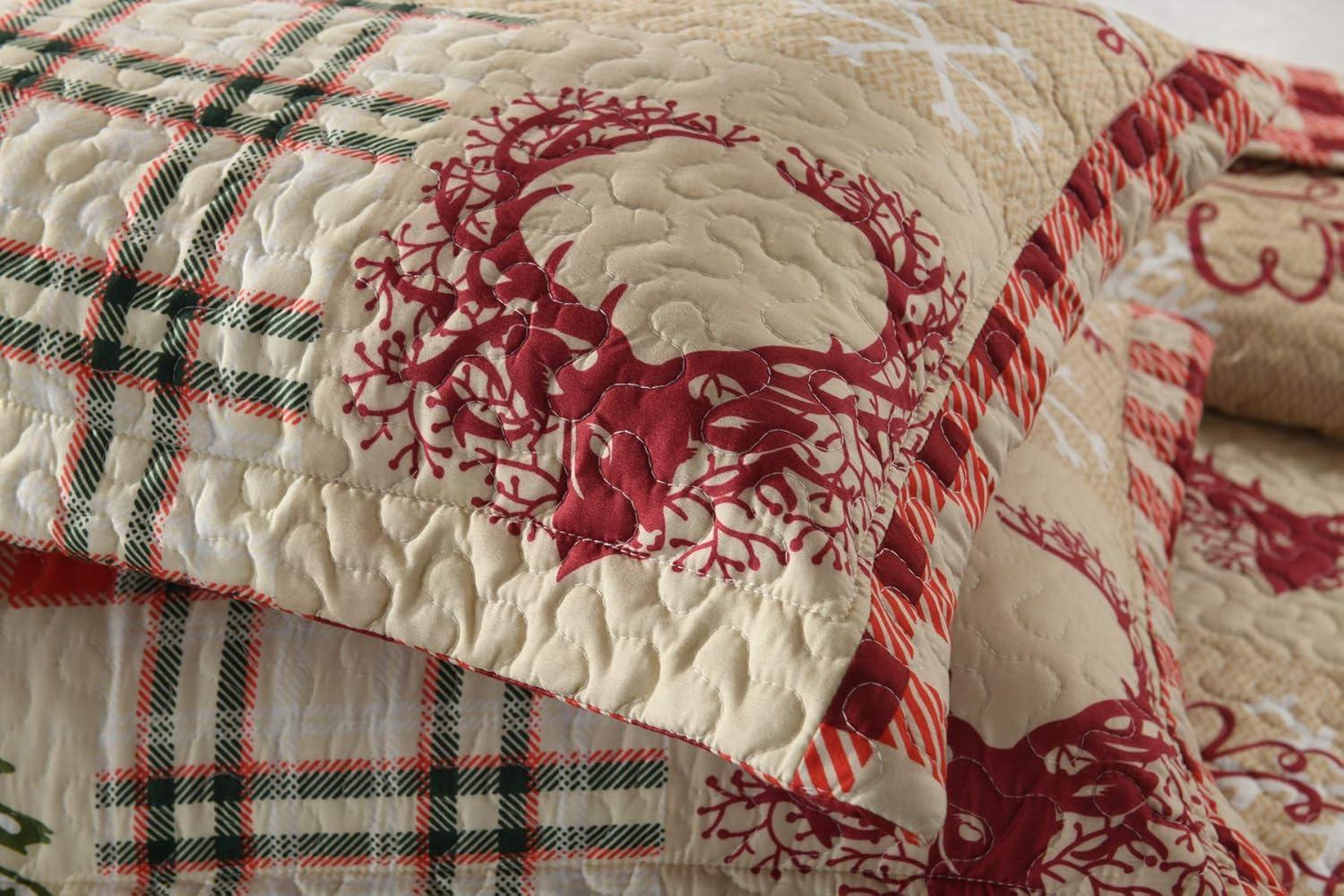 MarCielo Christmas Quilt Set Bedspread Set B022(Queen)