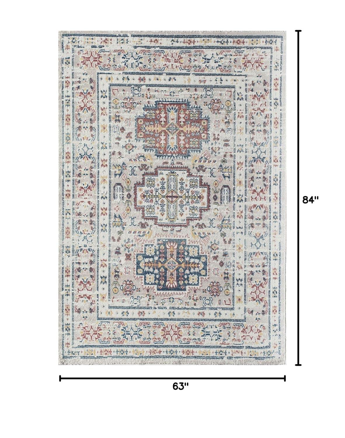Rugs America Gallagher GL55D Flaxen Sundara Vintage Transitional Red Area Rug for Dining Room Rug Neutral Rug Living Room Rug Kitchen, 5'3"x7'