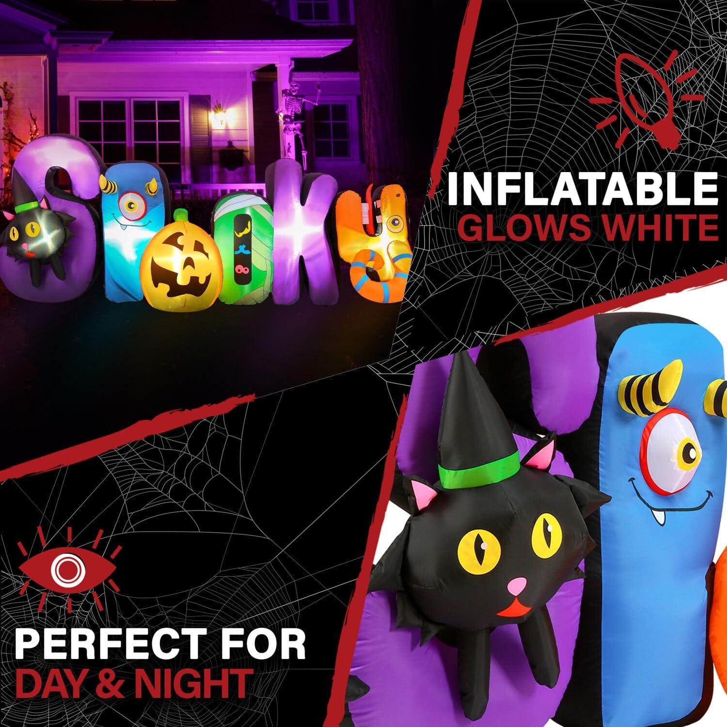 9-Ft Multicolor Polyester Halloween Inflatable Sign with LED Lights