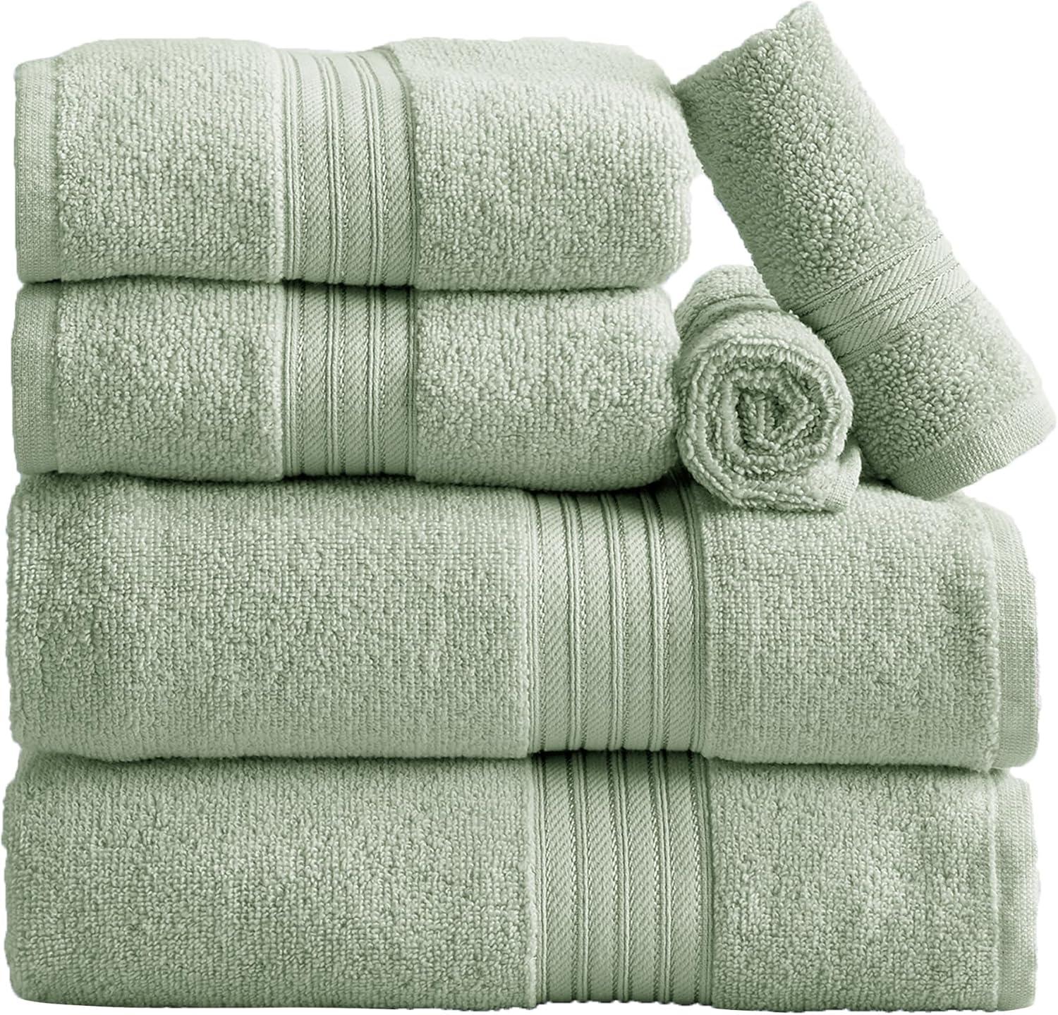 FreshFolds Super Soft 100% Ringspun Cotton Quick-Dry 6-Piece Towel Set