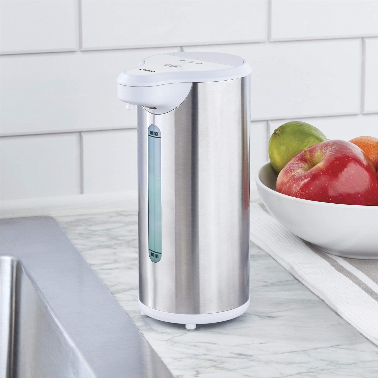 Copco Automatic Soap Dispenser for Kitchen and Bathroom - Stainless Steel, Semi-Transparent Refill Panel, Hands-Free Operation - Germ-Free Cleaning