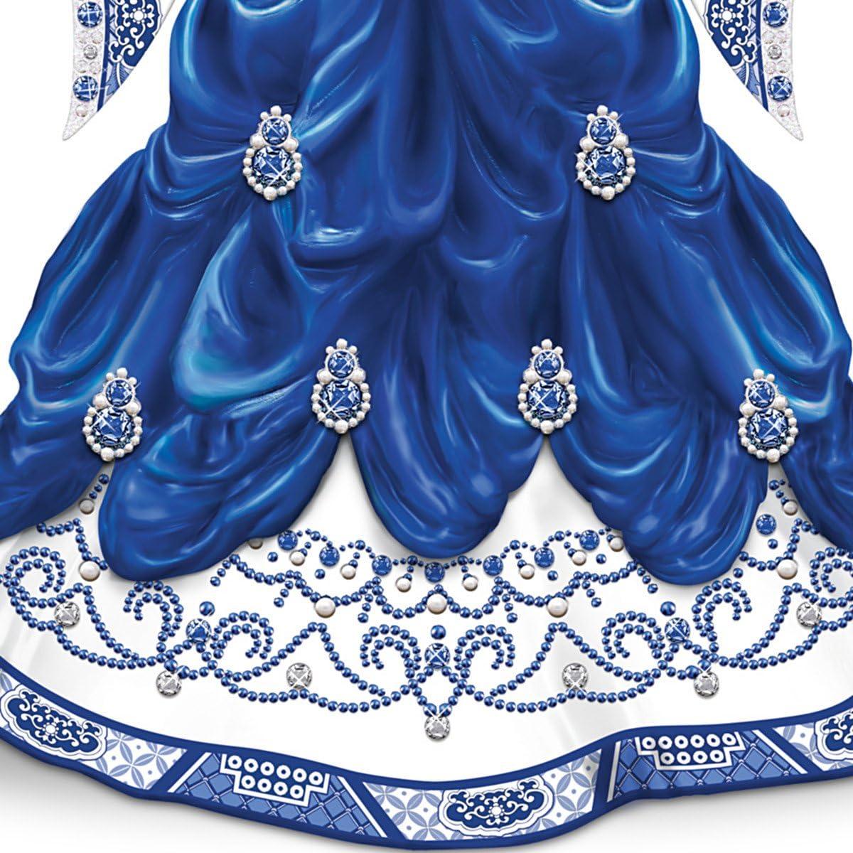 The Hamilton Collection Sparkling Blue Willow China Inspired Angel Figurine With 80 Svenka Crystals 9-Inches