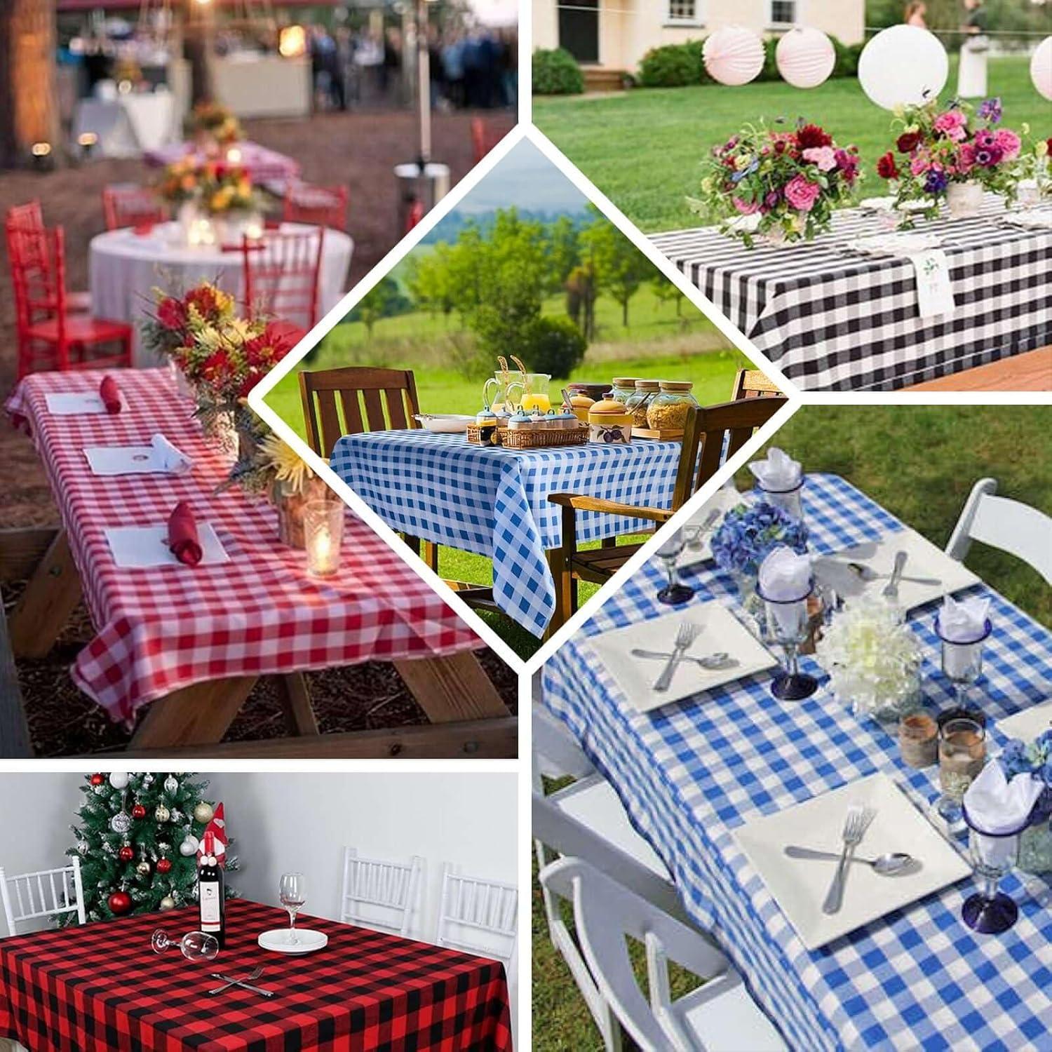 Efavormart Perfect Picnic Inspired Black/White Checkered 90x132" Polyester Tablecloths For Party Event Decor