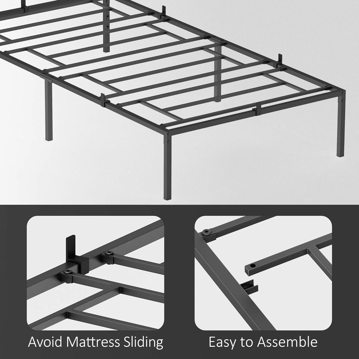 LingStar Heavy Duty Metal Bed Frame 14" Platform Bed with No Box Spring Needed Mattress Foundation,TWIN,black