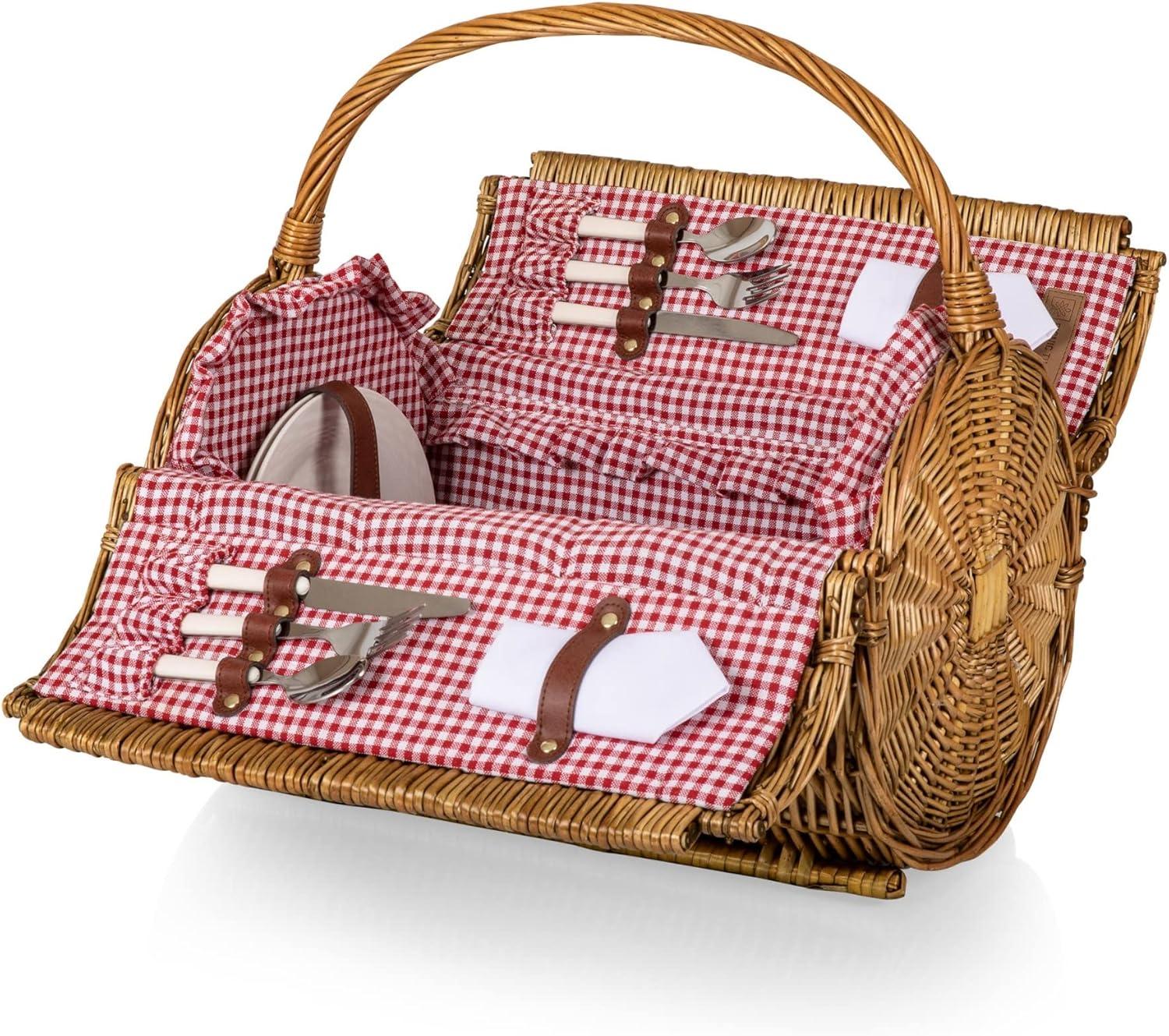 Barrel Wicker Picnic Basket with Picnic