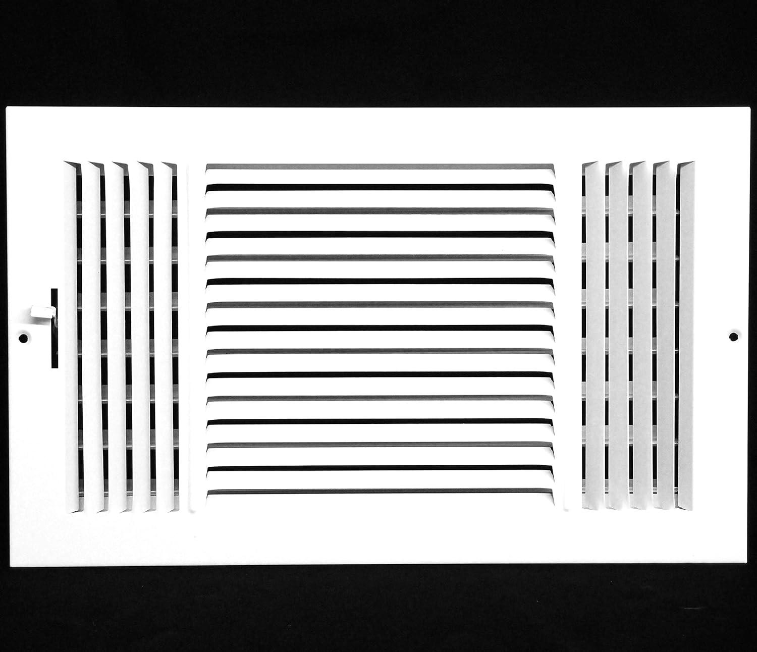 10" x 4" White Steel 3-Way Air Supply Grille