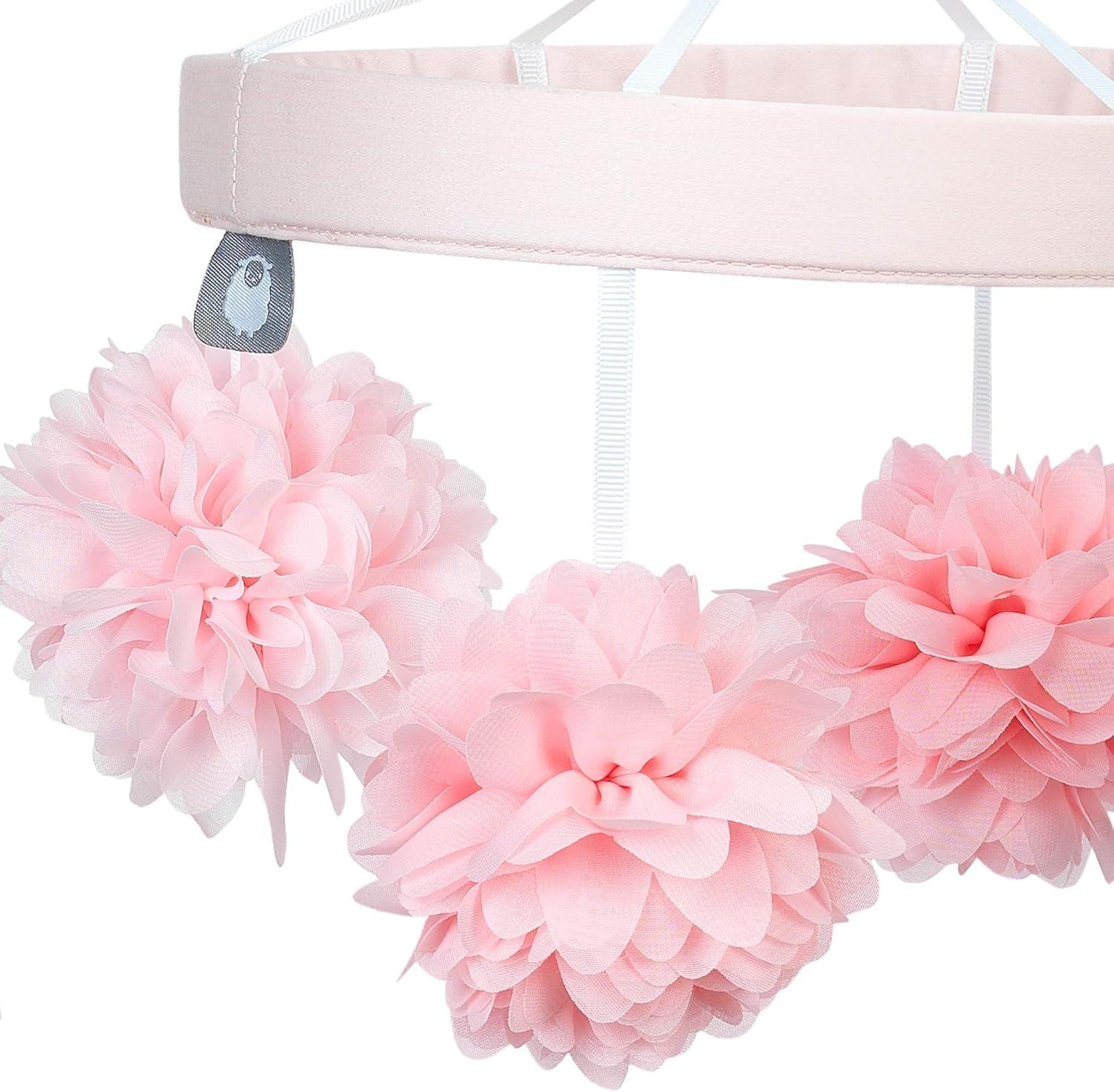 Lambs & Ivy Signature Botanical Baby Pink Floral Musical Baby Crib Mobile
