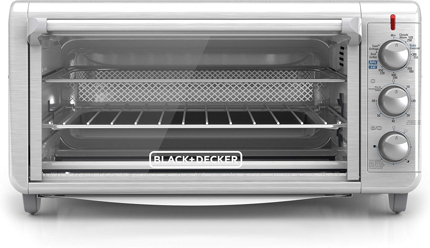 BLACK+DECKER BLACK+DECKER Crisp 'N Bake Air Fry Toaster Oven, 8-Slice, 5 Cooking Functions, 60 Minute Timer, Stainless Steel