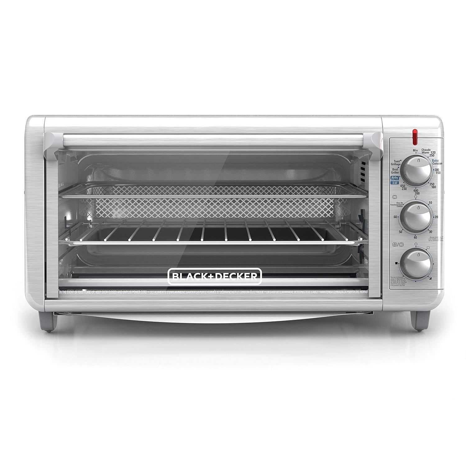 BLACK+DECKER BLACK+DECKER Crisp 'N Bake Air Fry Toaster Oven, 8-Slice, 5 Cooking Functions, 60 Minute Timer, Stainless Steel