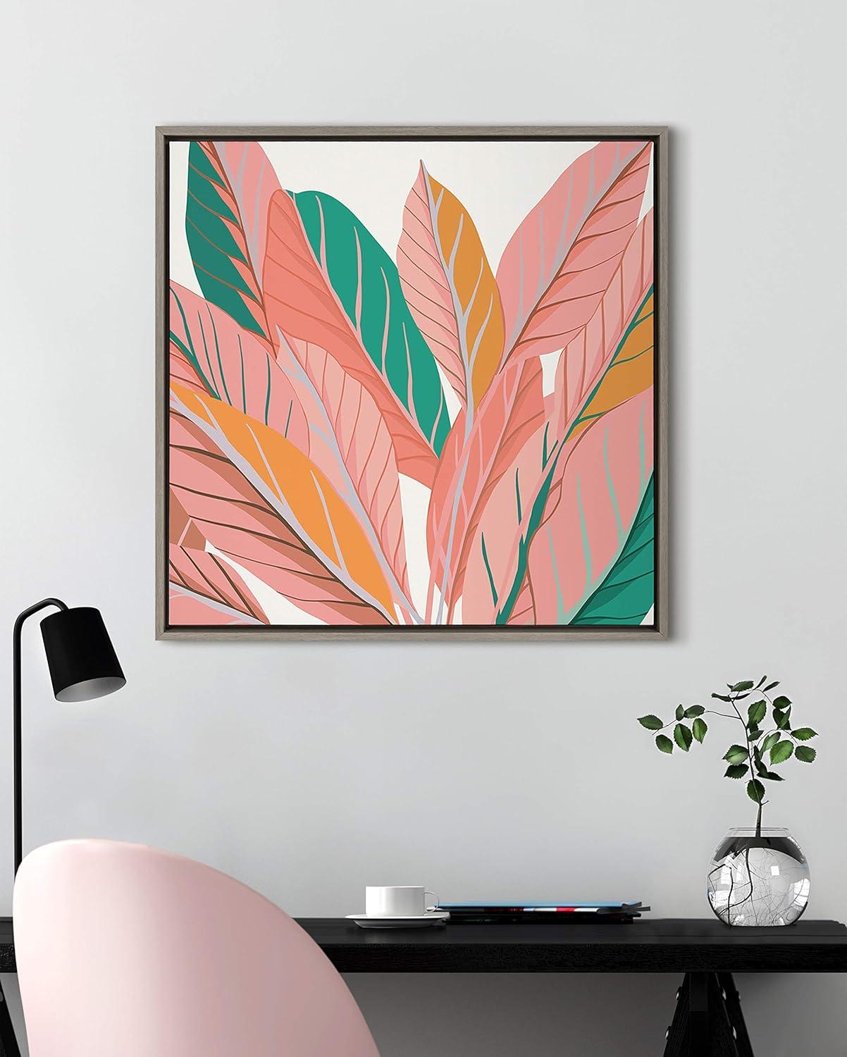 30" x 30" Sylvie Expand by Alicia Schultz Framed Wall Canvas - Kate & Laurel: Modern Botanical Digital Art