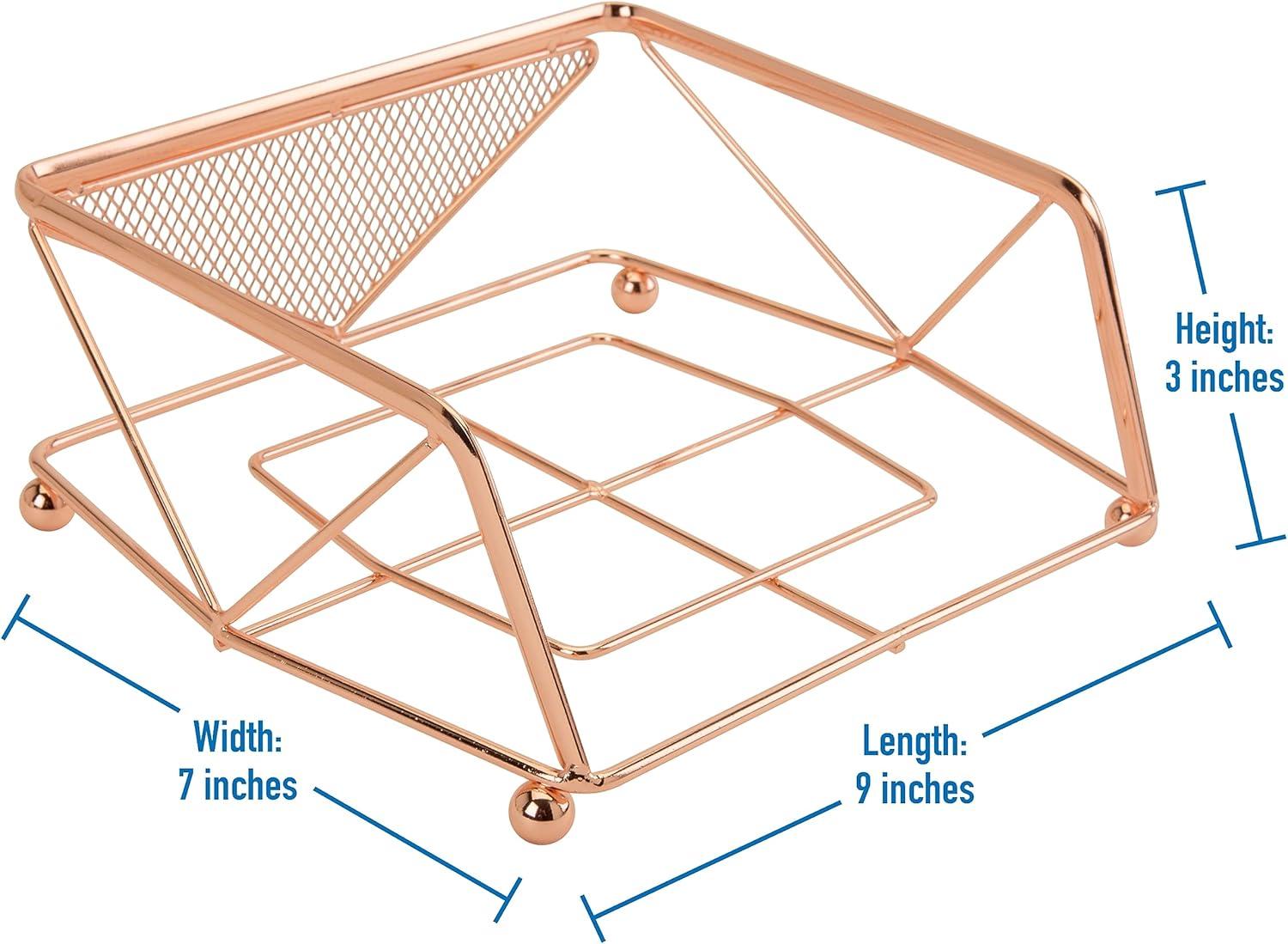 Copper Geometric Metal Napkin Holder with Raised Base