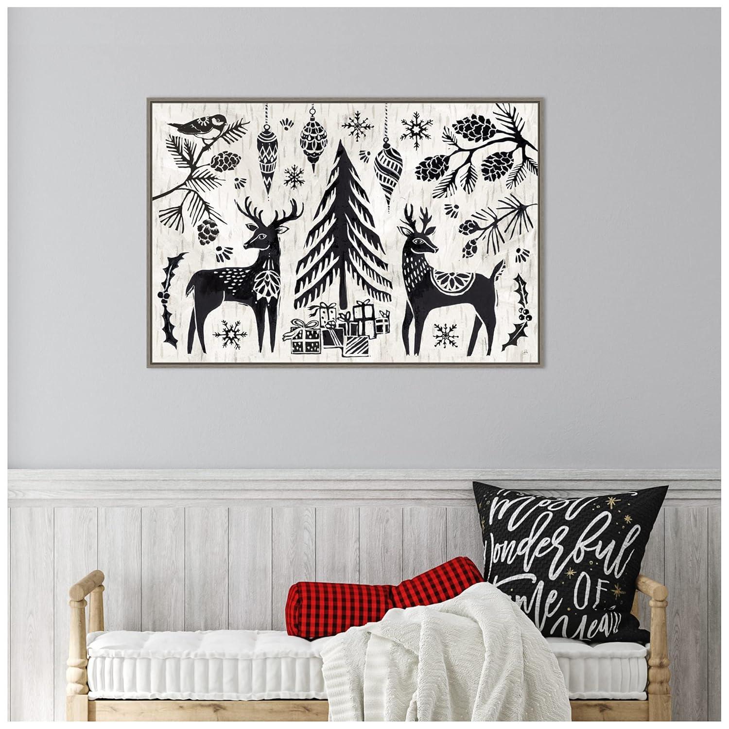 Amanti Art Woodcut Christmas I Framed Canvas Wall Art Print