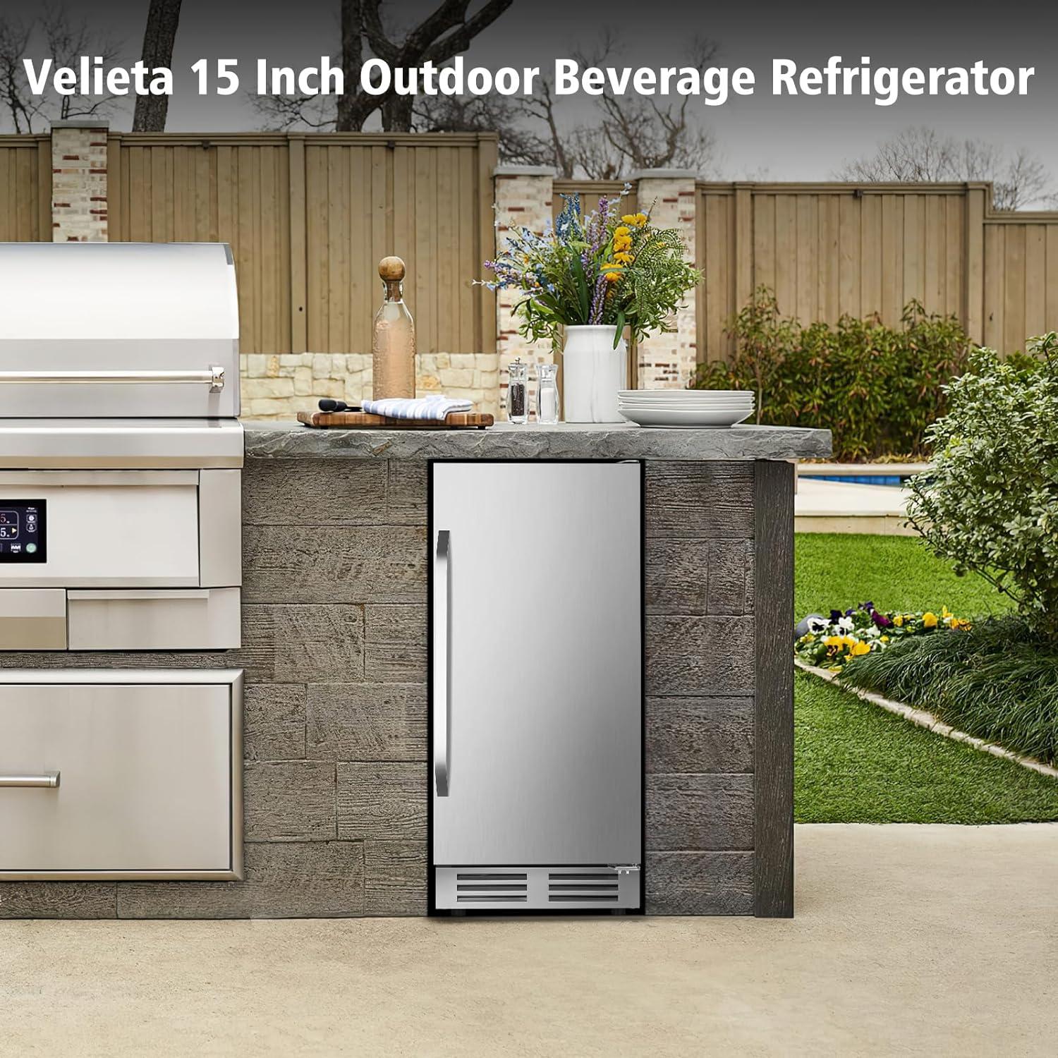 15-Inch Stainless Steel Built-In Beverage Cooler with French Door