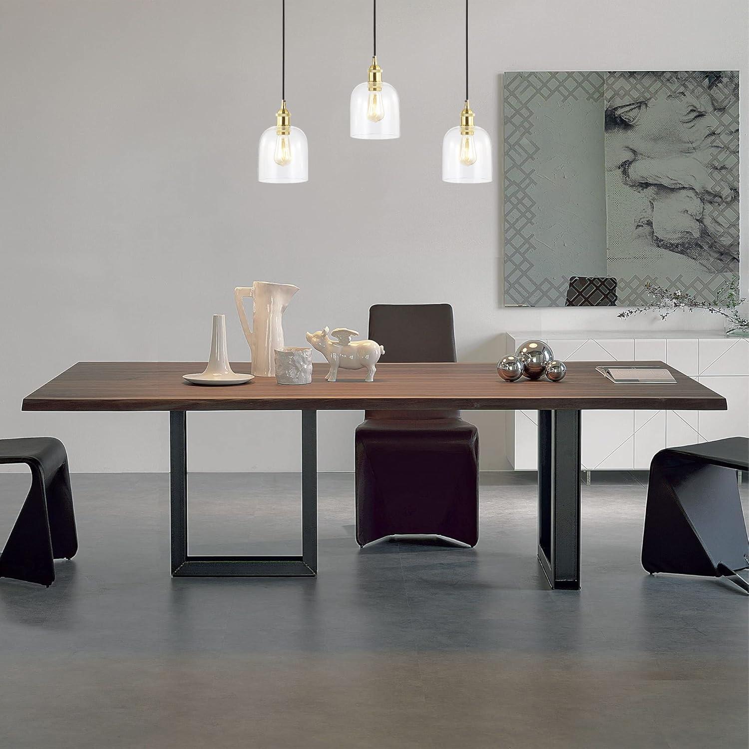 JONATHAN Y JYL1122A Cooper 25.5" 3-Light Farmhouse Contemporary Glass Linear LED Pendant Modern Transitional Adjustable Dining Room Kitchen Island Foyer Bedroom Hallway, Brass Gold/Black, 25.5 in