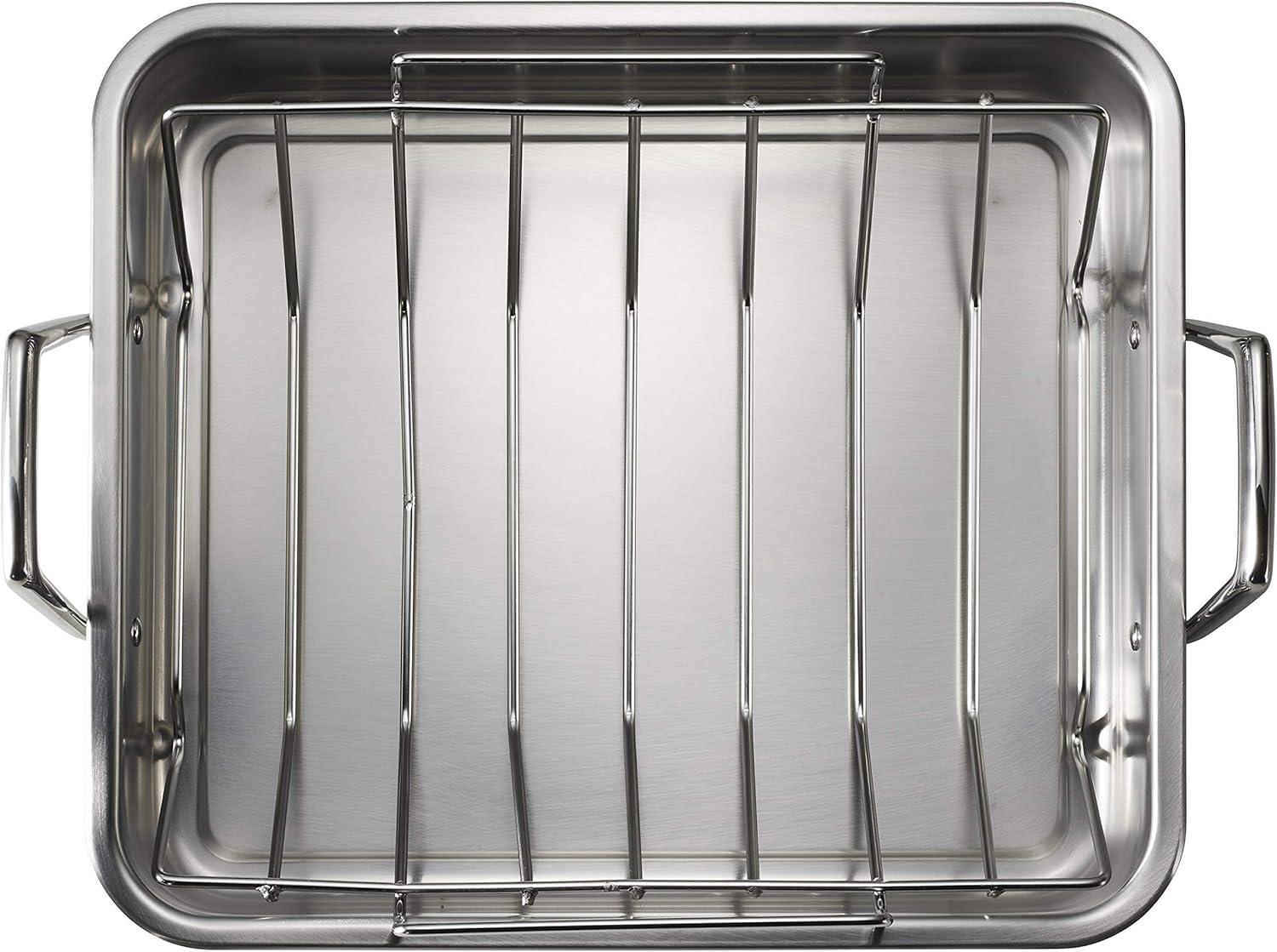 16.5" Stainless Steel Deep Roasting Pan with V-Rack