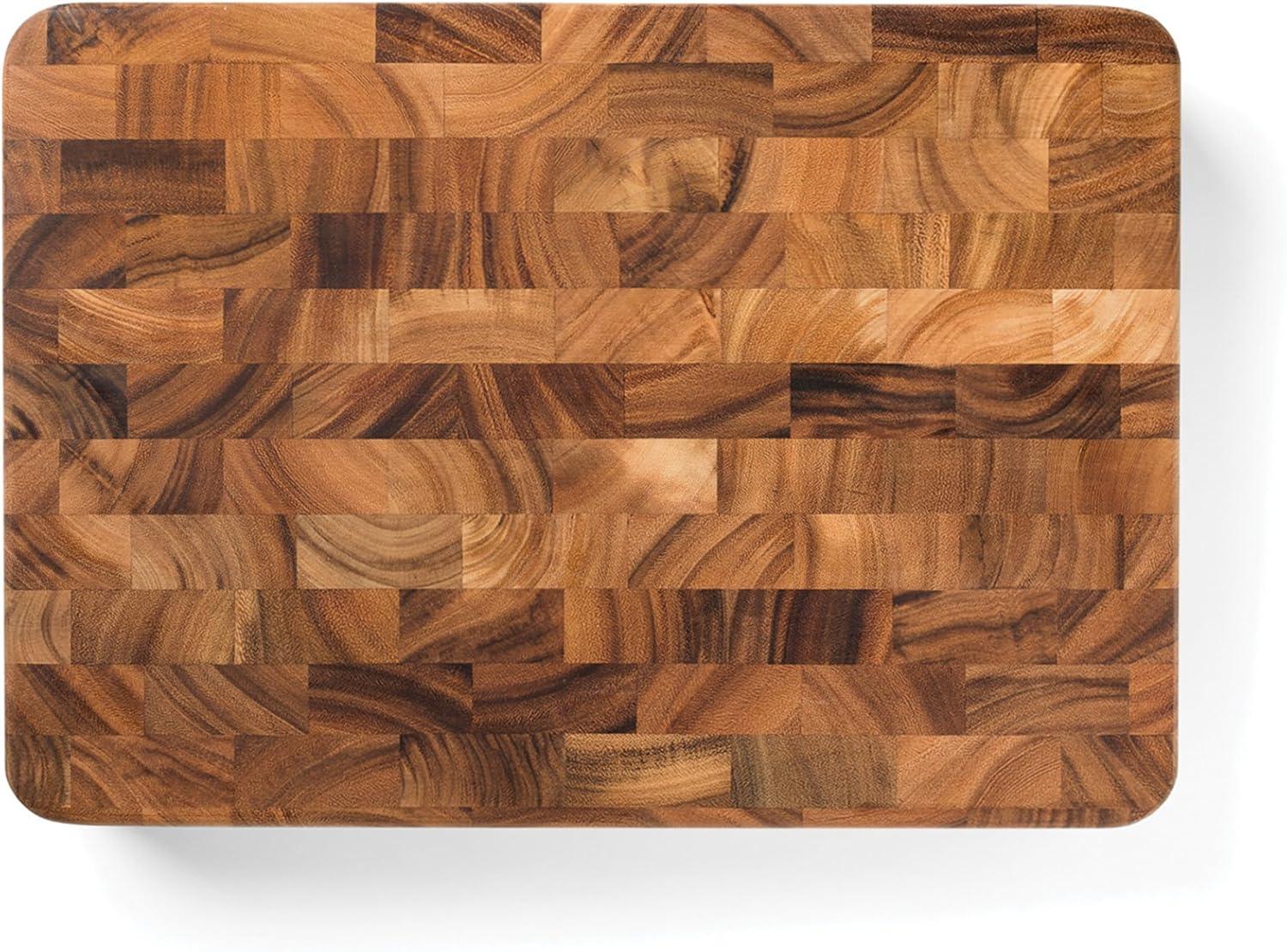 Ironwood Gourmet Union Stock Yard End Grain Butcher Block, Acacia Wood, 14" x 20" x 3"