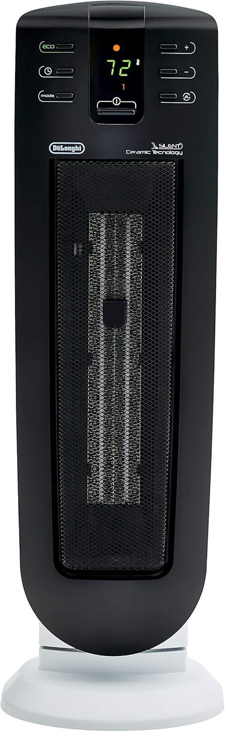 De'Longhi Black Ceramic Tower Heater with Thermostat and Auto Shut-off