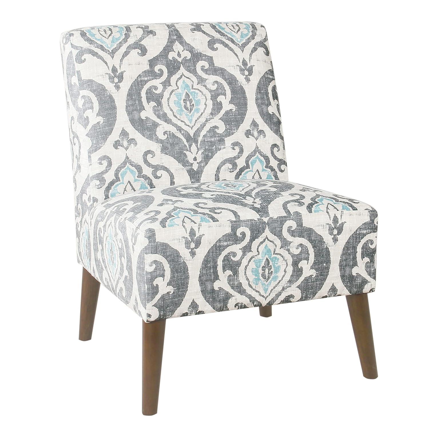 HomePop Modern Armless Accent Chair Blue: Upholstered Slipper Chair, Plywood & Hardwood Frame