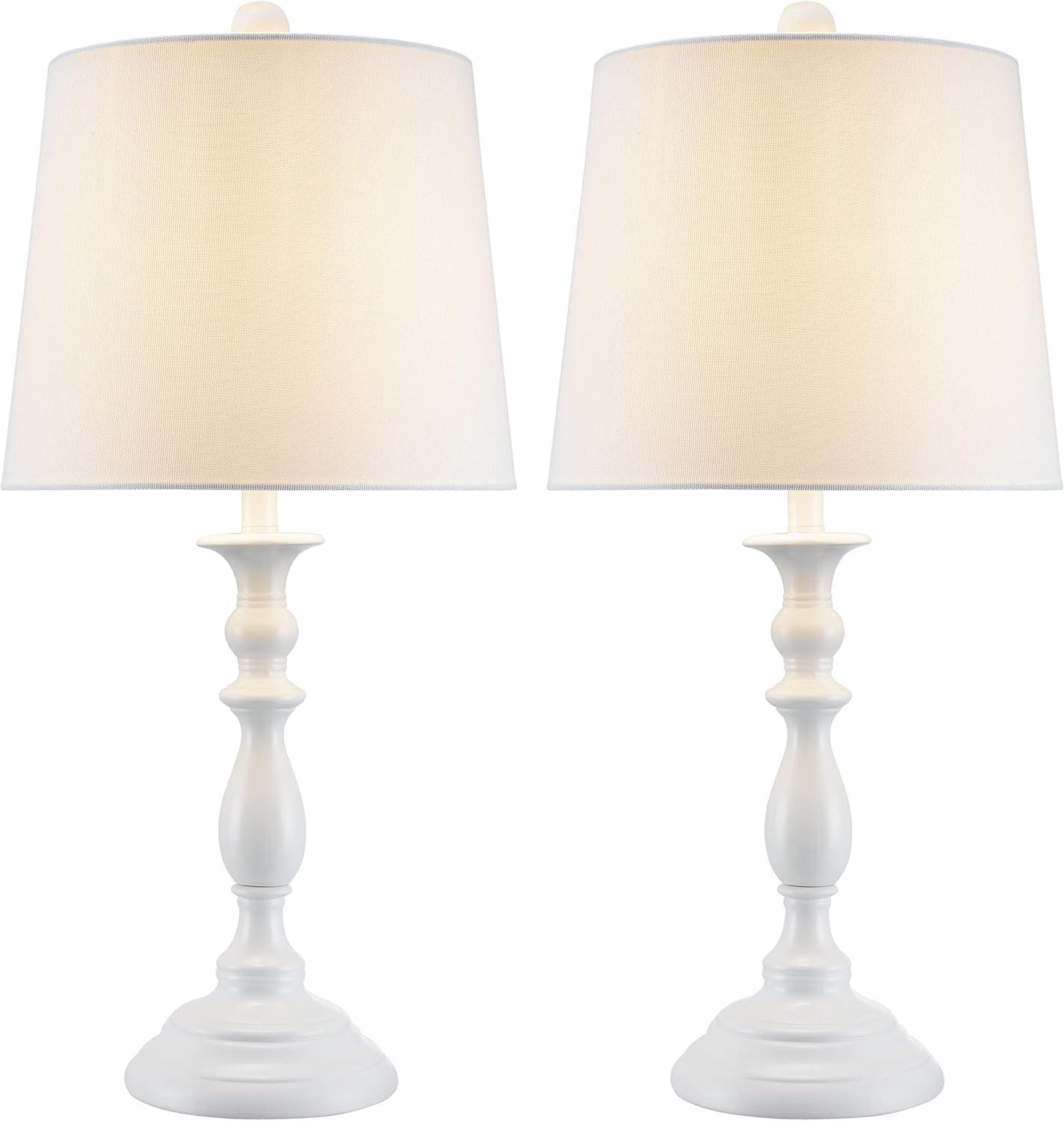 Aspen Creative 40256-04-2, 23-3/4" H Table Lamp White Ceramic Body, Size: 11" L x 11" W x 23-3/4" H, E26 Socket, Set of 2