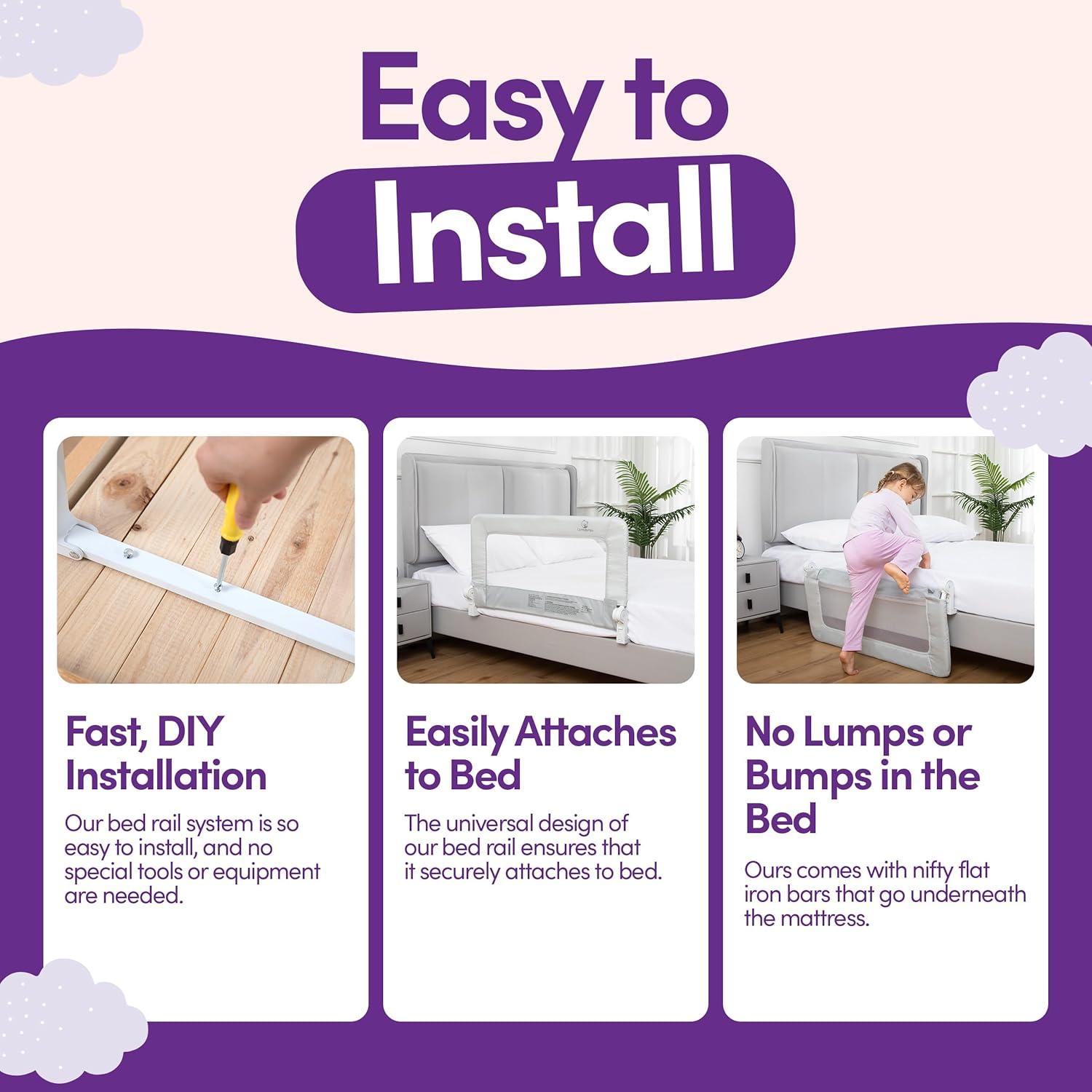 Toddler Bed Rail Guard – Gray Regular Version (35.5" x 19.5") 1/ Pack