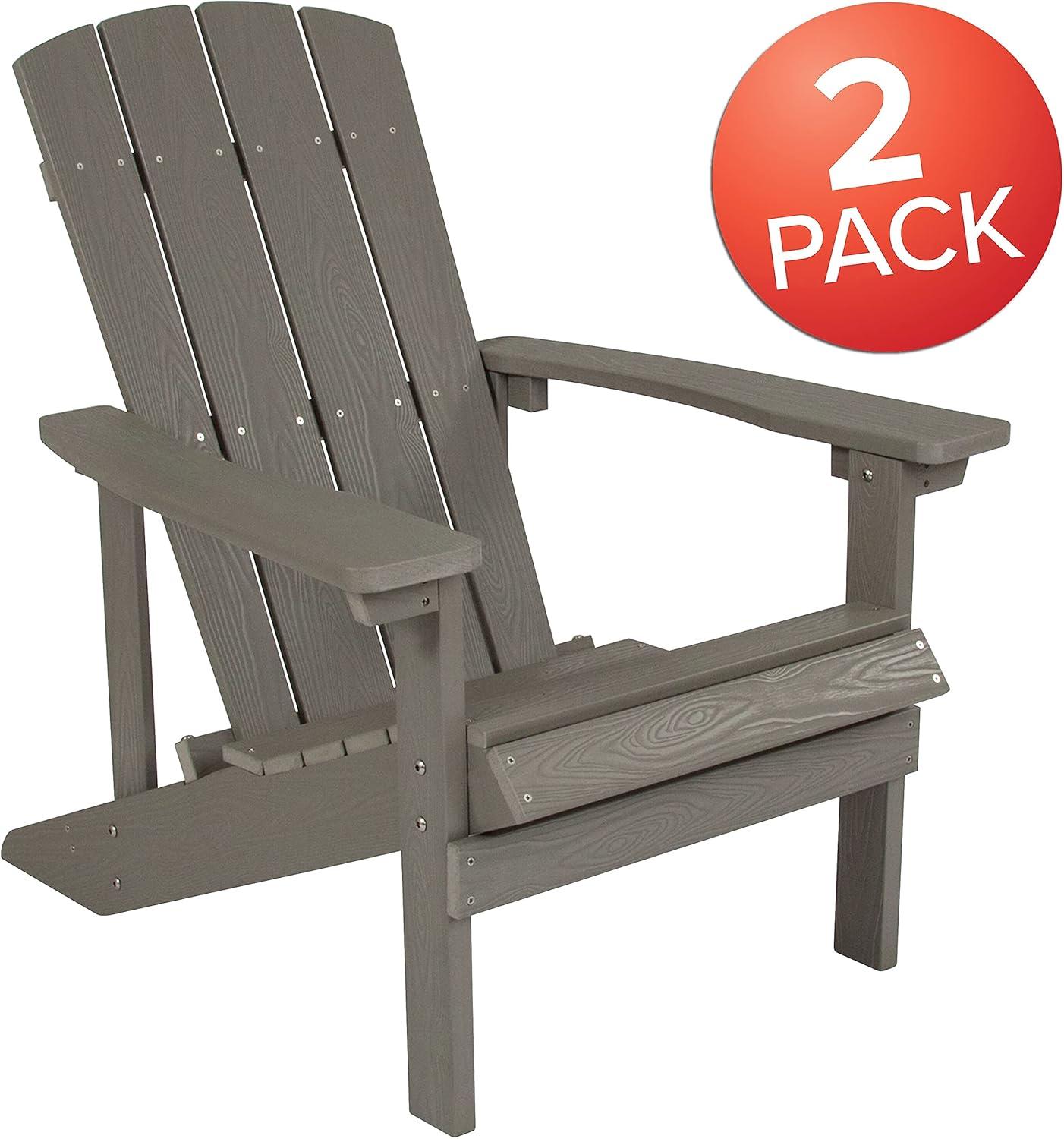 Flash Furniture Set of 2 Charlestown All-Weather Poly Resin Wood Adirondack Chairs