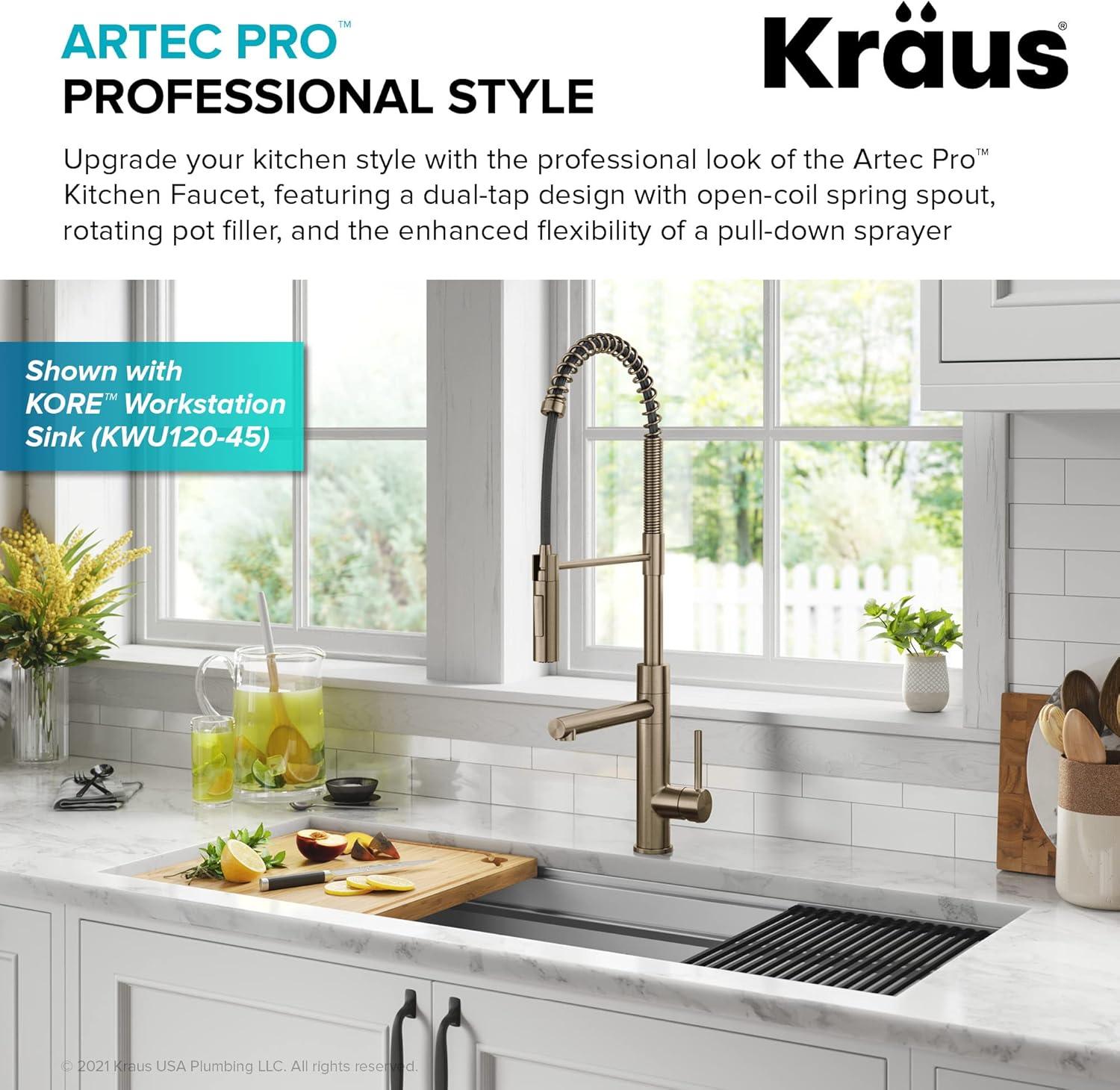 Artec Pro Commercial Style Pull-Down Single Handle Kitchen Faucet with Pot Filler