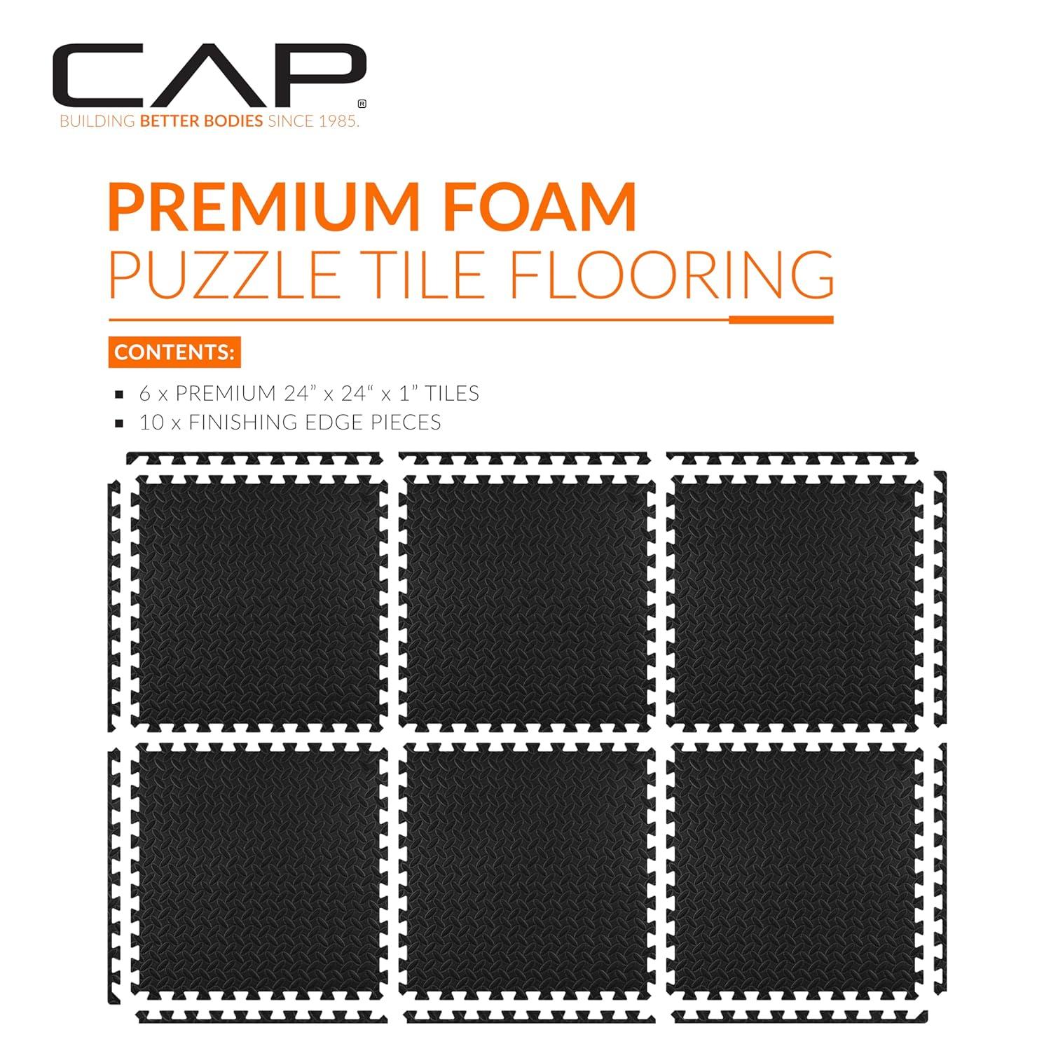 CAP Interlocking Exercise Foam Mats, 24 SQ.FT Diamond, TATAMI, T-Pattern 1-Inch Thickness Tiles